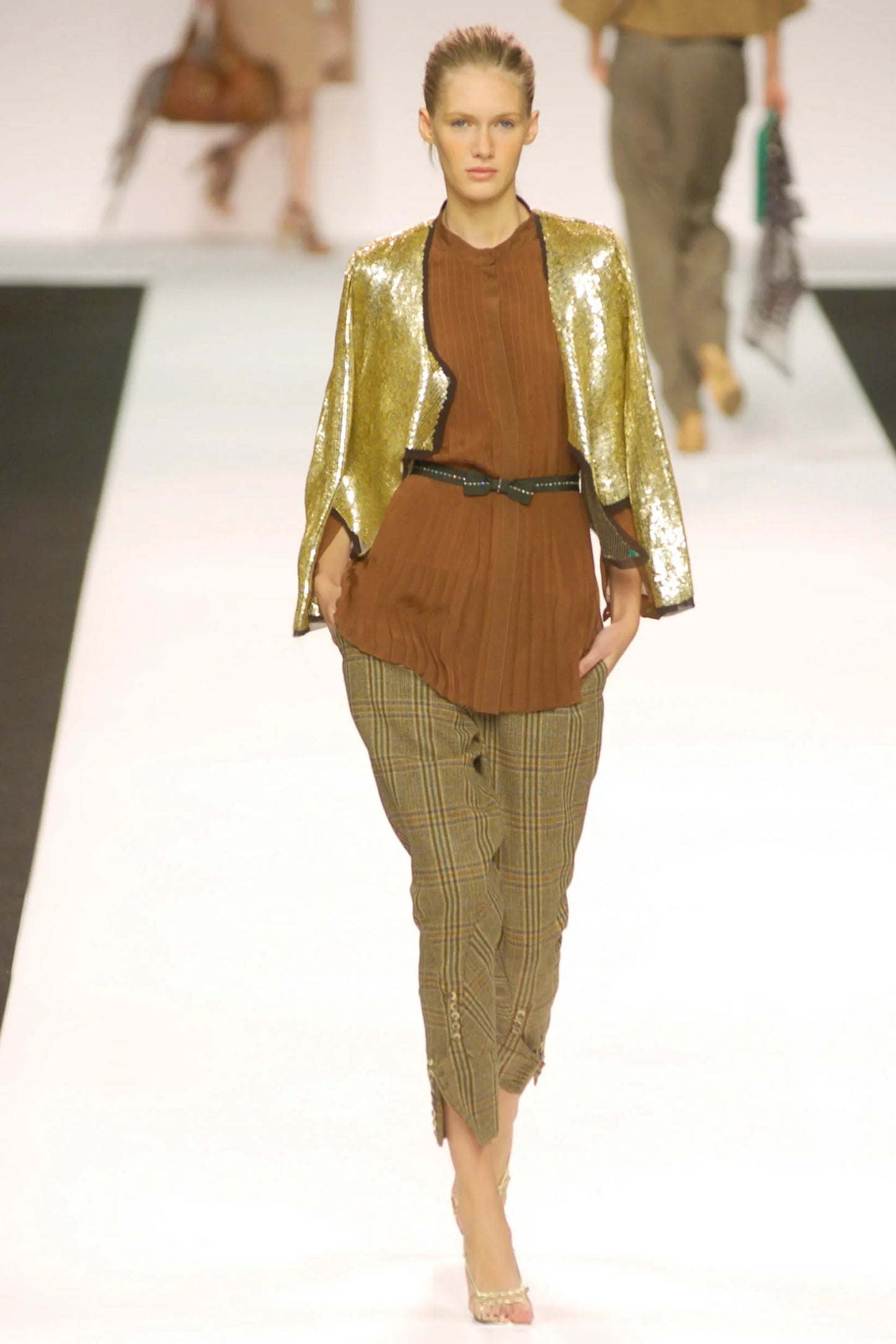 Chloé Fall 2004 Runway Black Rhinestone Bow Ribbon Belt