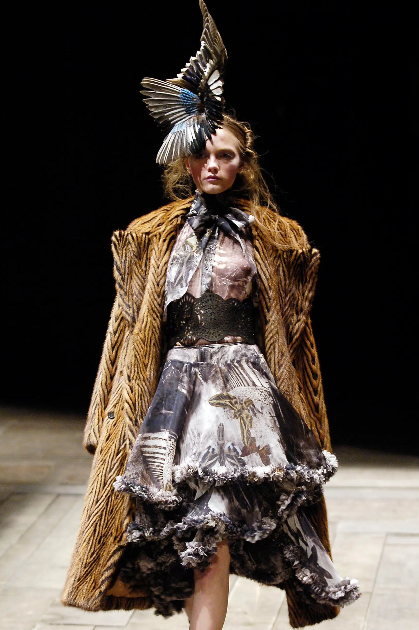 Alexander McQueen Fall 2006 Runway Brown Leather Laser Cut Out Belt