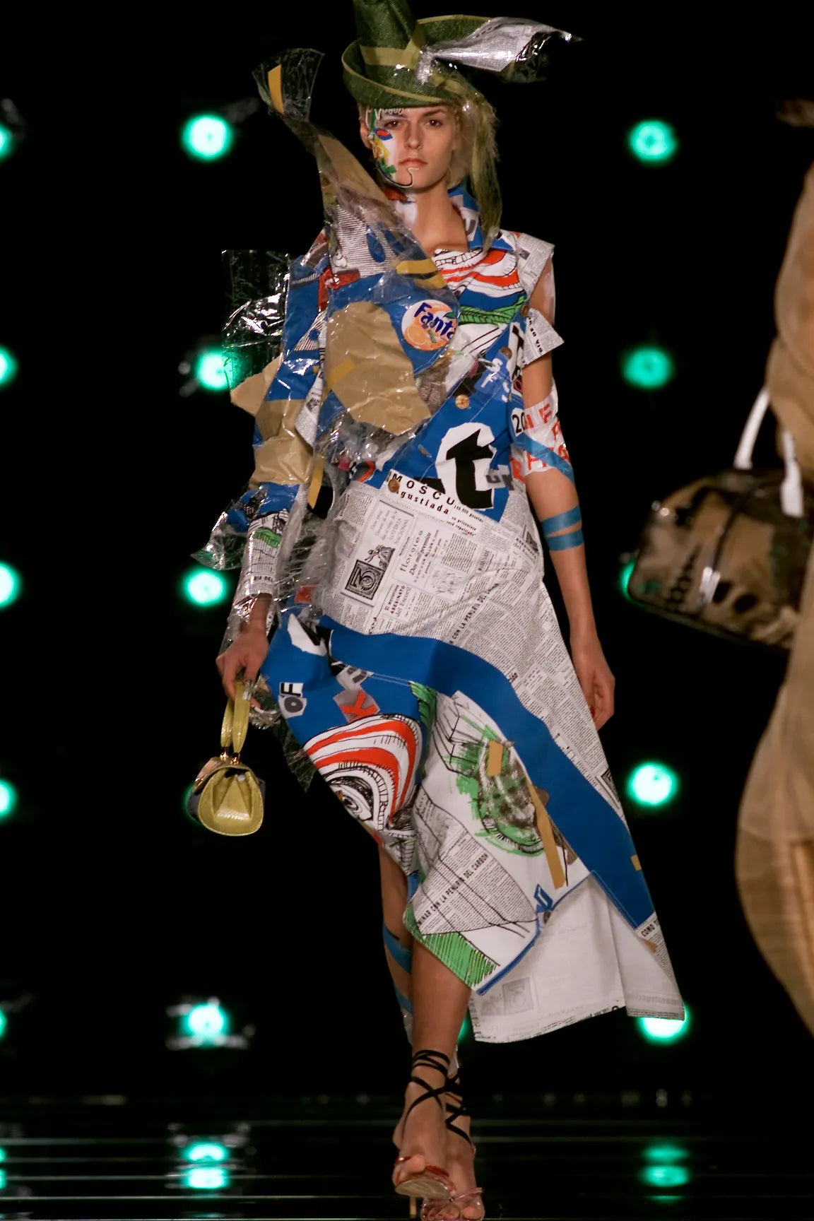 John Galliano Spring 2001 Newspaper & Abstract Printed Jacket