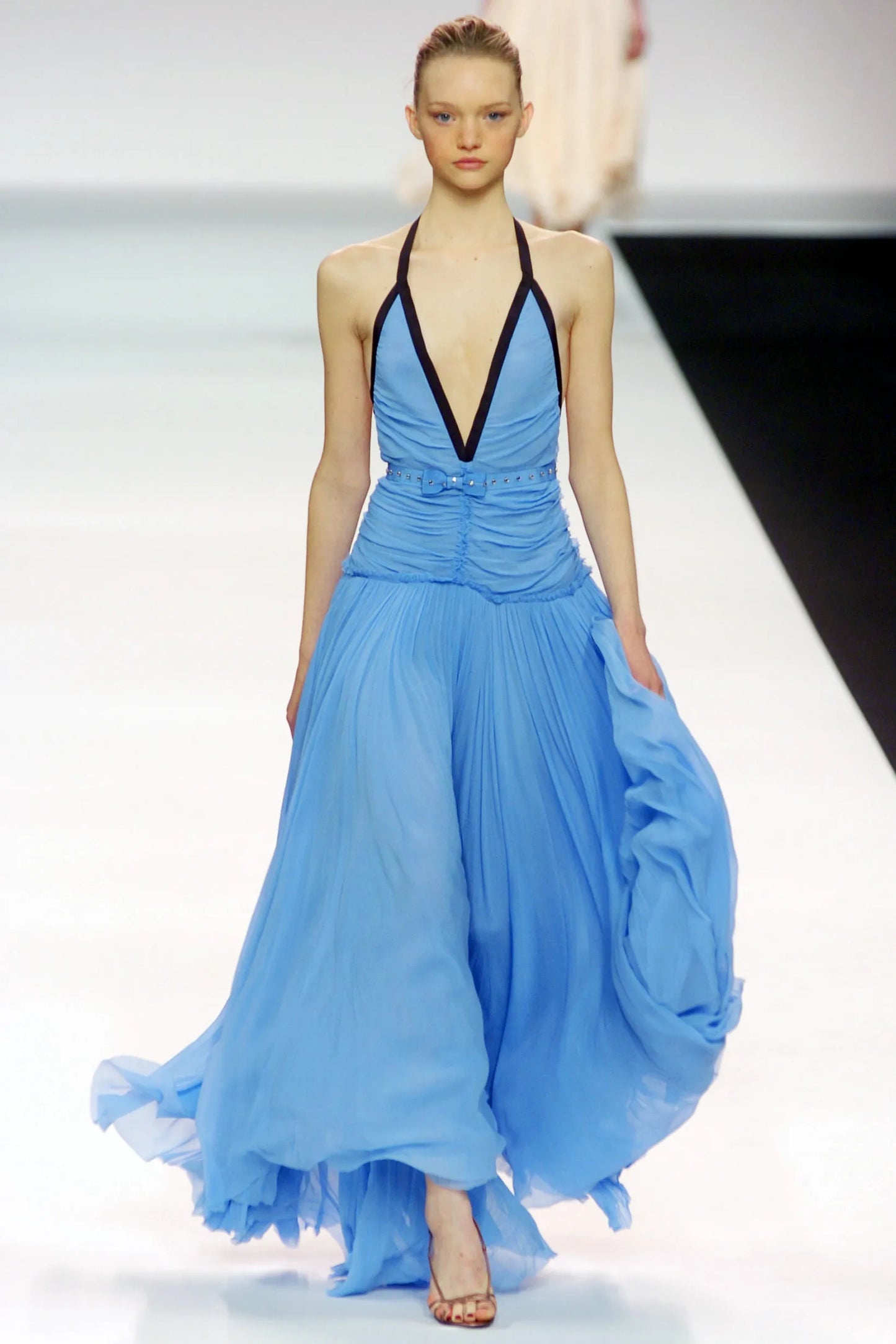 Chloé Fall 2004 Runway Blue Rhinestone Bow Ribbon Belt