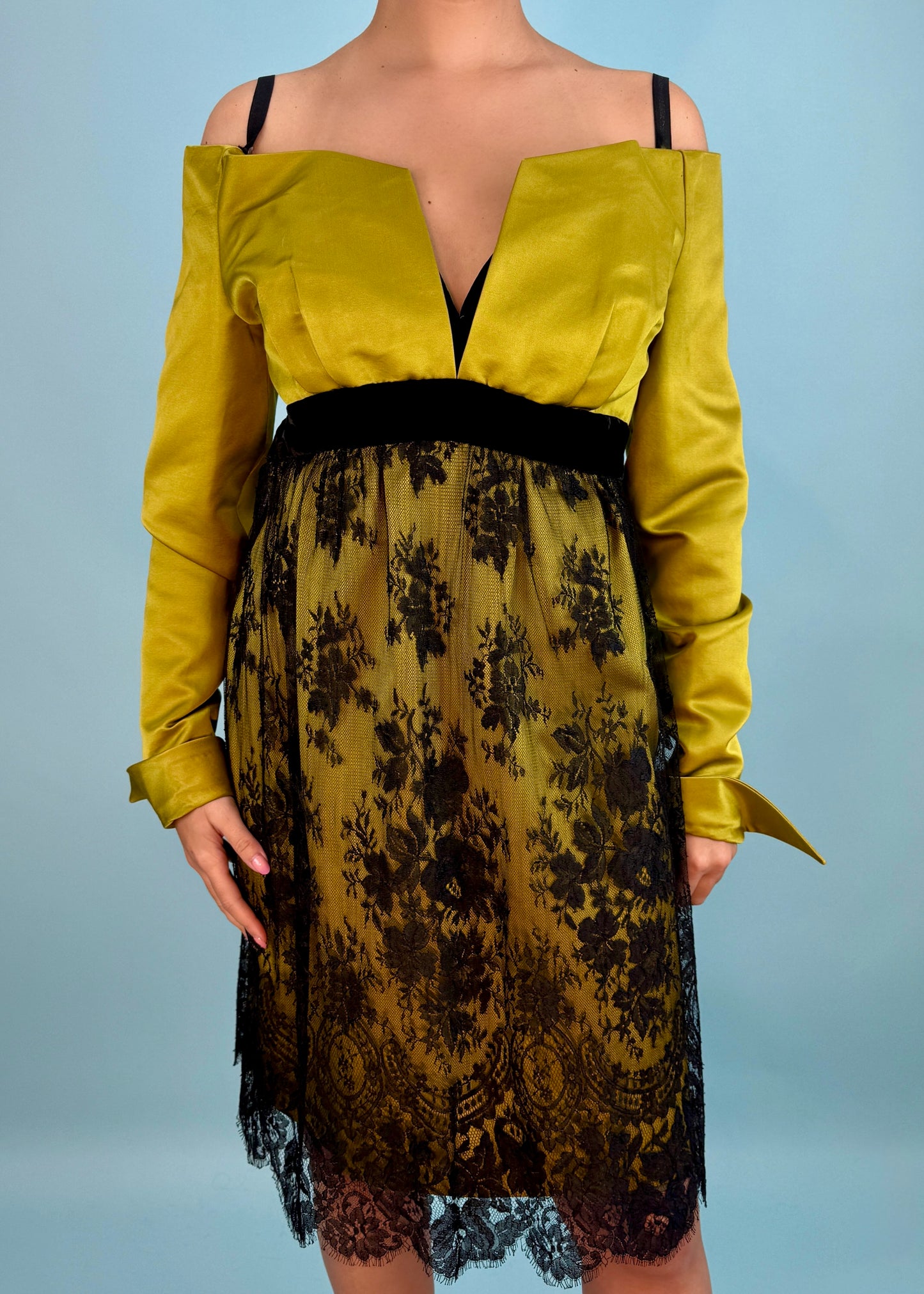 Christian Lacroix Fall 1991 Runway Silk & Lace Dress