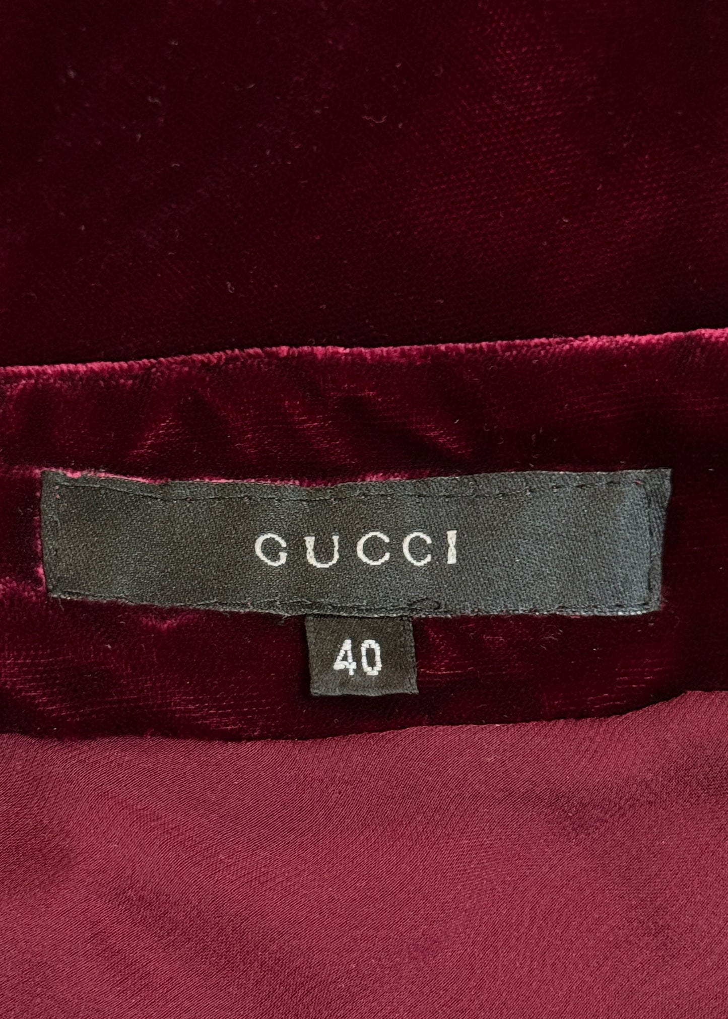 Gucci Fall 1999 Burgundy Red Velvet Ruched Velvet Skirt