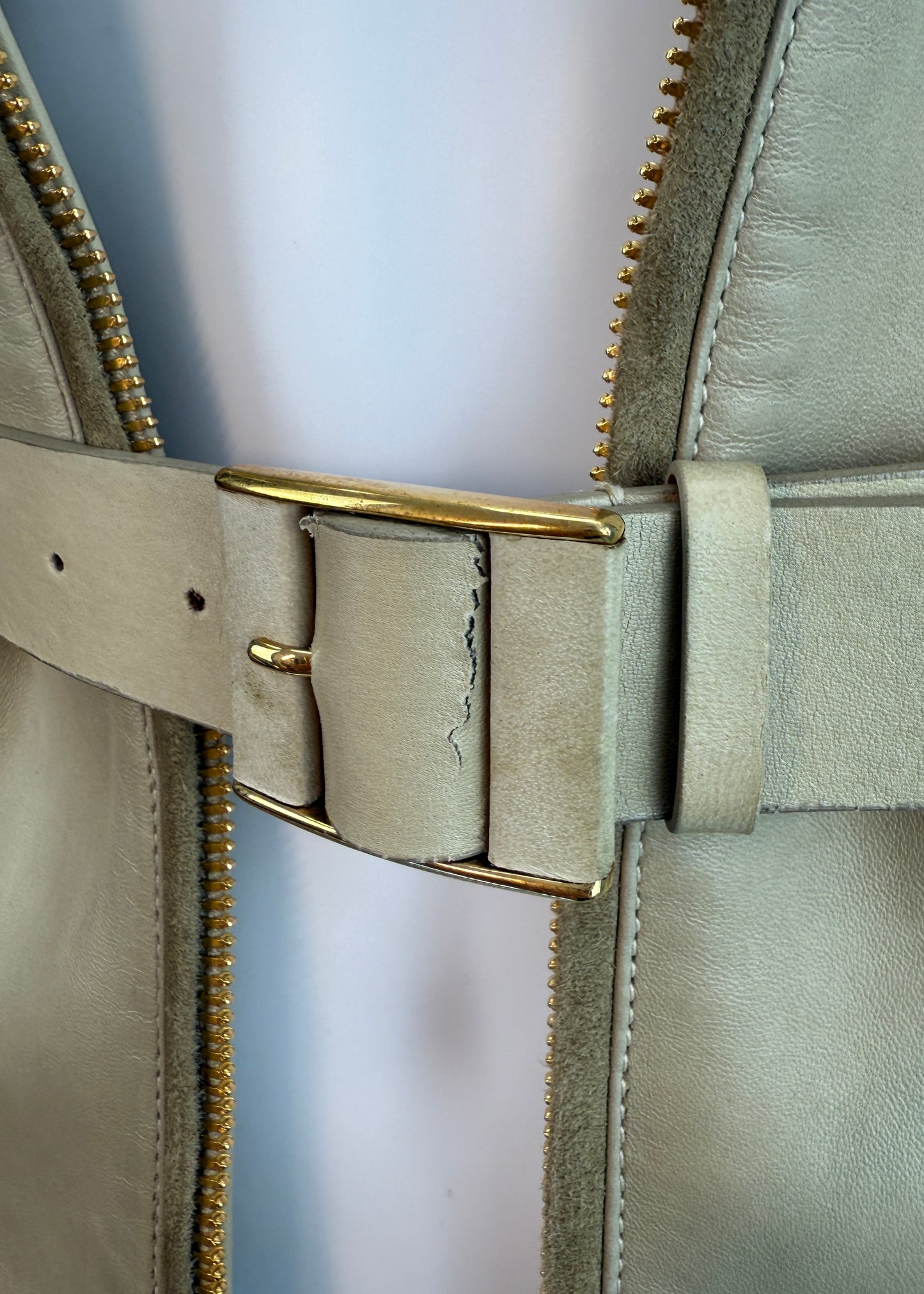 Gucci Spring 2012 Beige Belted Leather Jacket