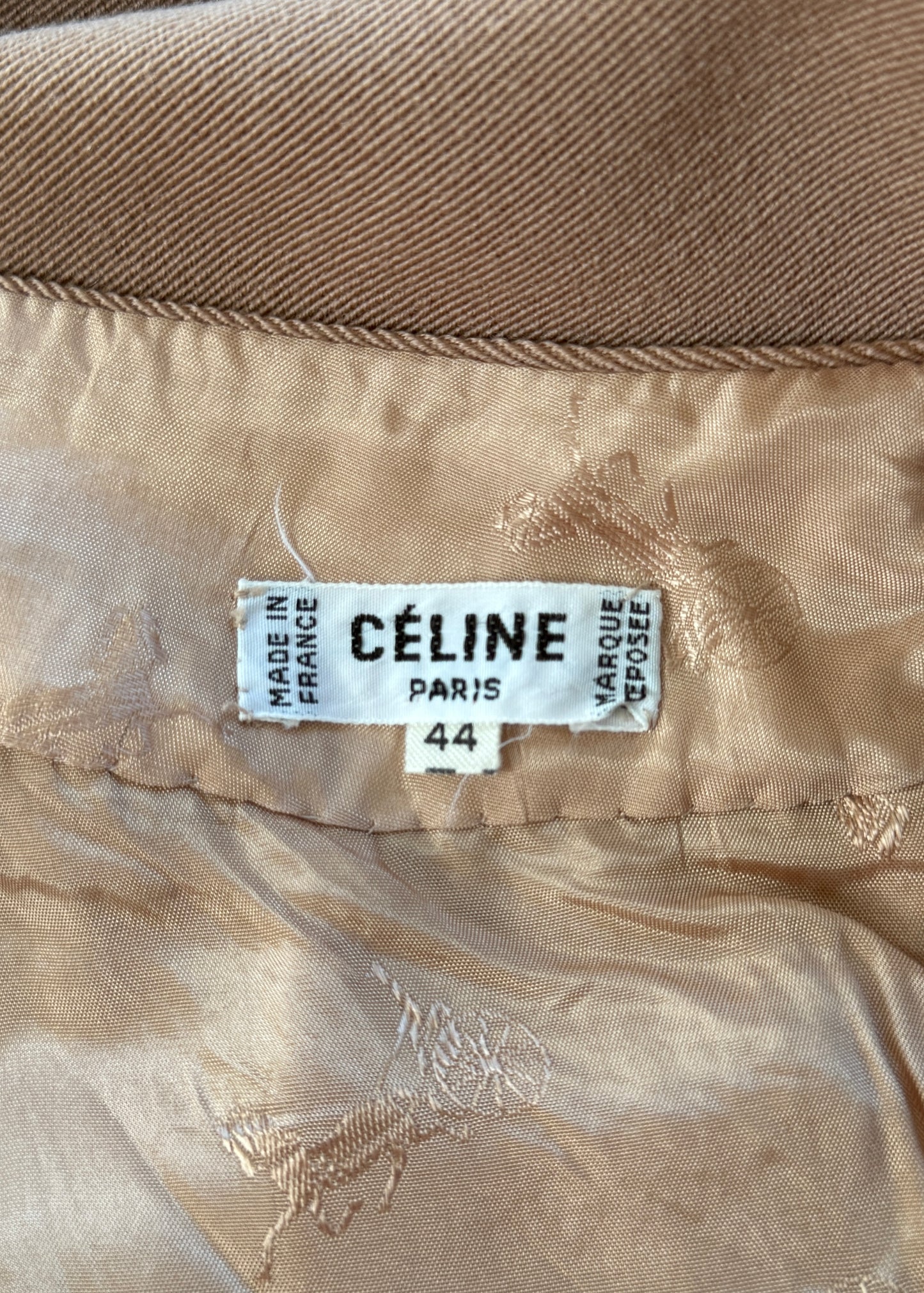 Celine 1970s Beige Wool Metal Buckle Belt Skirt