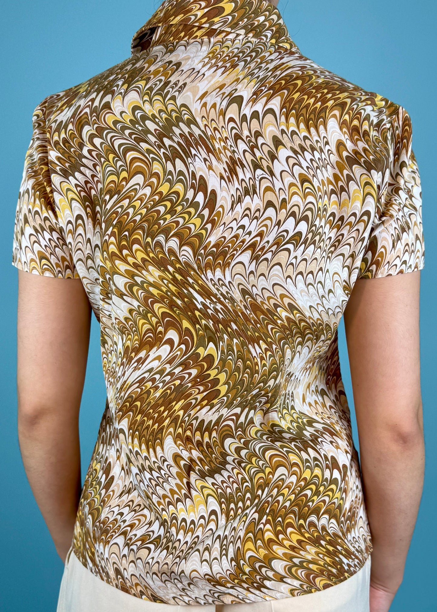 Celine Spring 2003 Runway Swirl Print Shirt