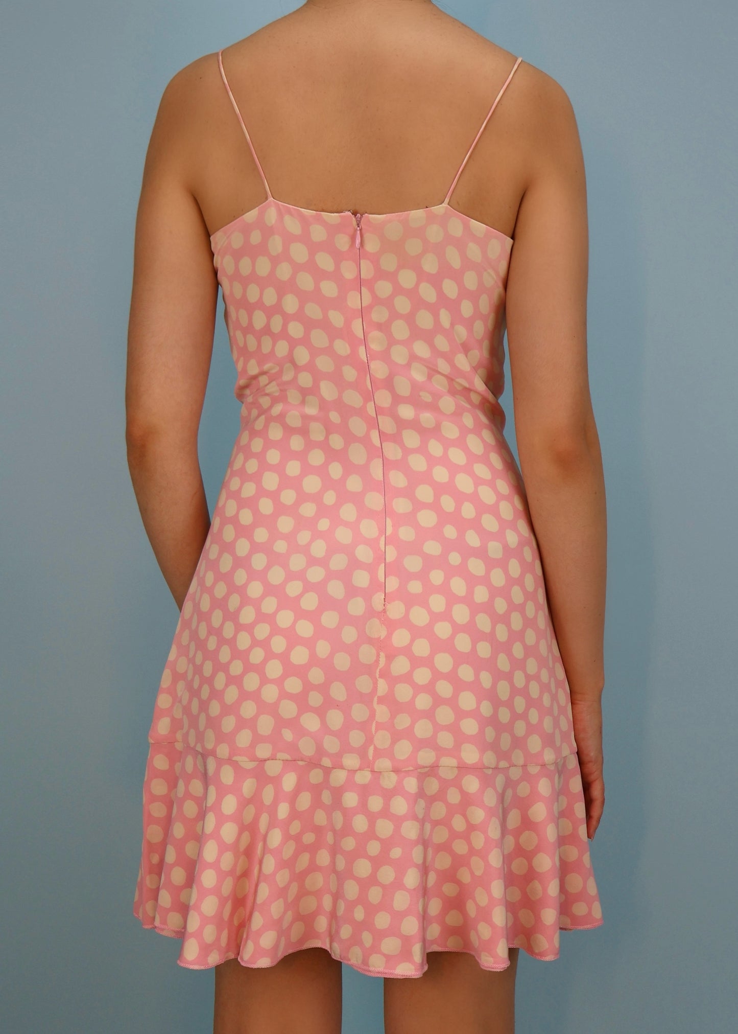 Valentino Pink Polka Dot Silk Chiffon Dress