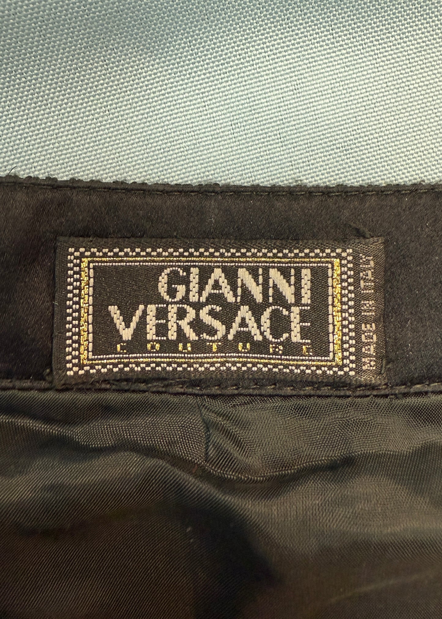 Versace Fall 1997 Oroton Chainmail Black & Gold Mini Skirt