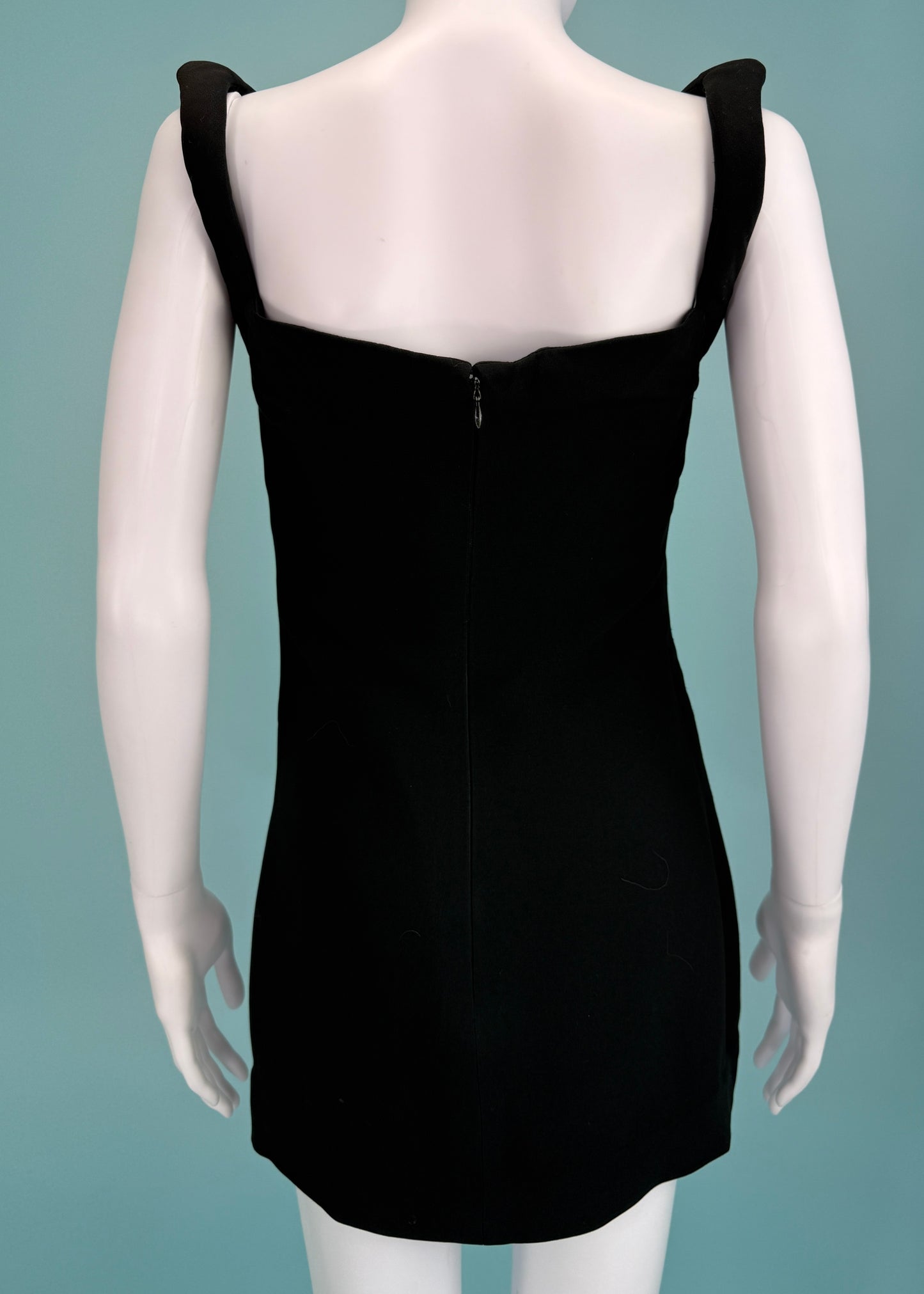 Versace Fall 1998 Black Padded Strap Mini Dress