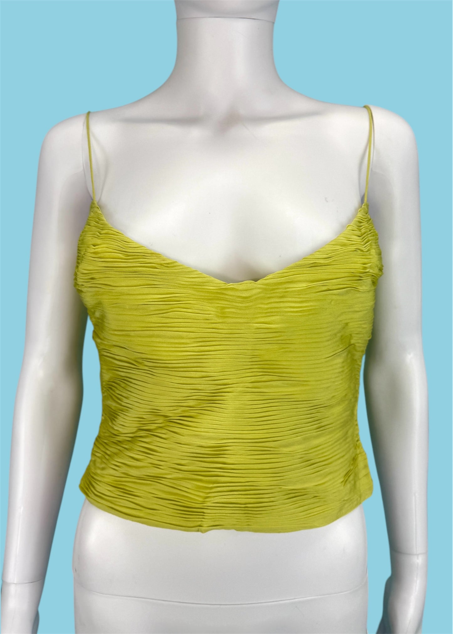 Valentino Spring 2004 Lime Green Silk Plisse Top