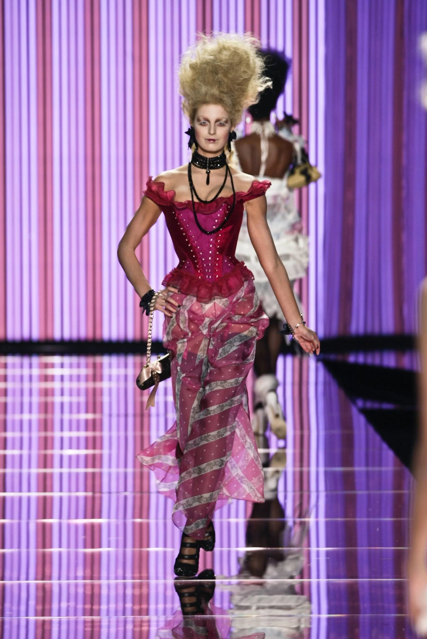 John Galliano Spring 2004 Pink Floral Silk Dress