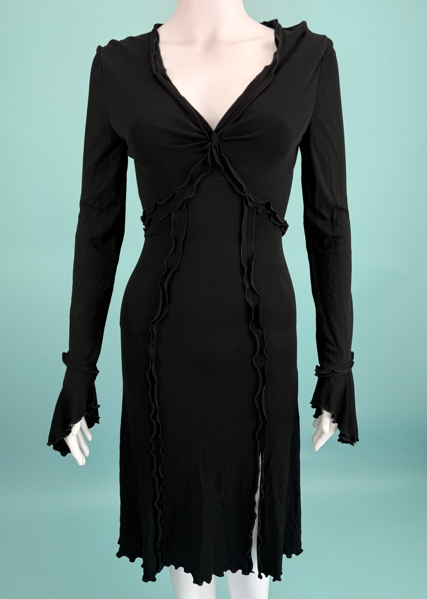 Versace Black Ruffle Dress