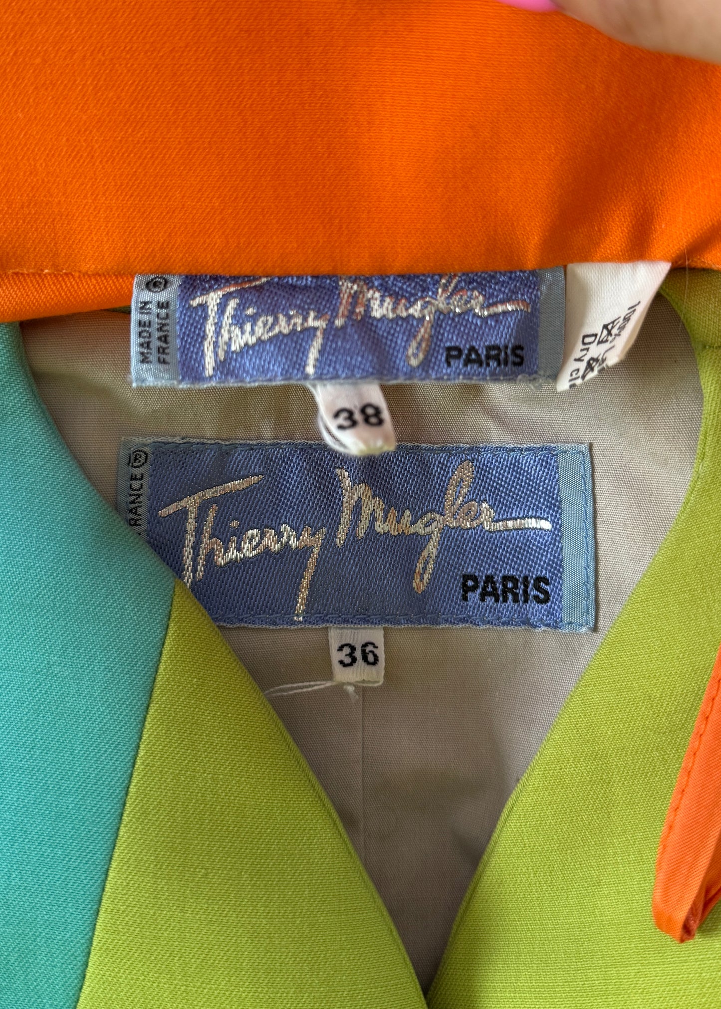 Thierry Mugler Spring 1990 Runway "Arc En Ciel" Rainbow Jacket & Skirt Suit