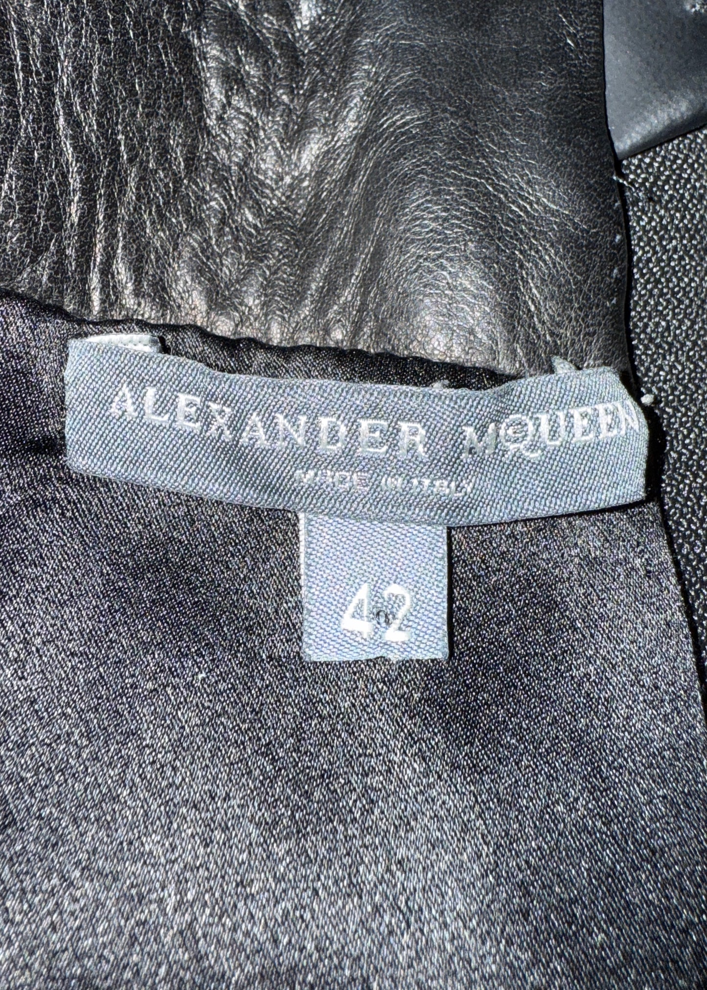 Alexander McQueen Black Leather Low Front Skirt