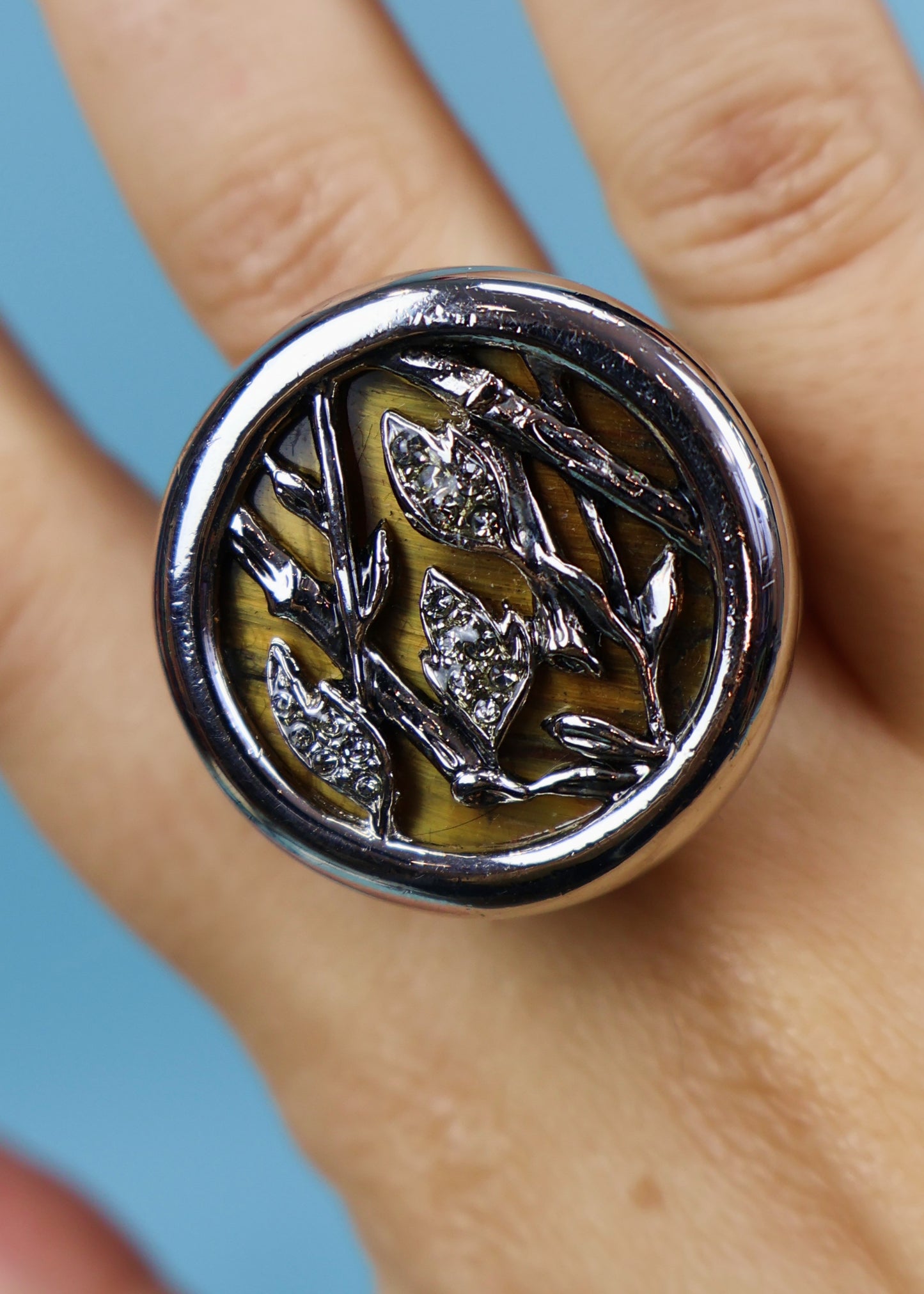 Roberto Cavalli Tiger's Eye Stone Cocktail Ring