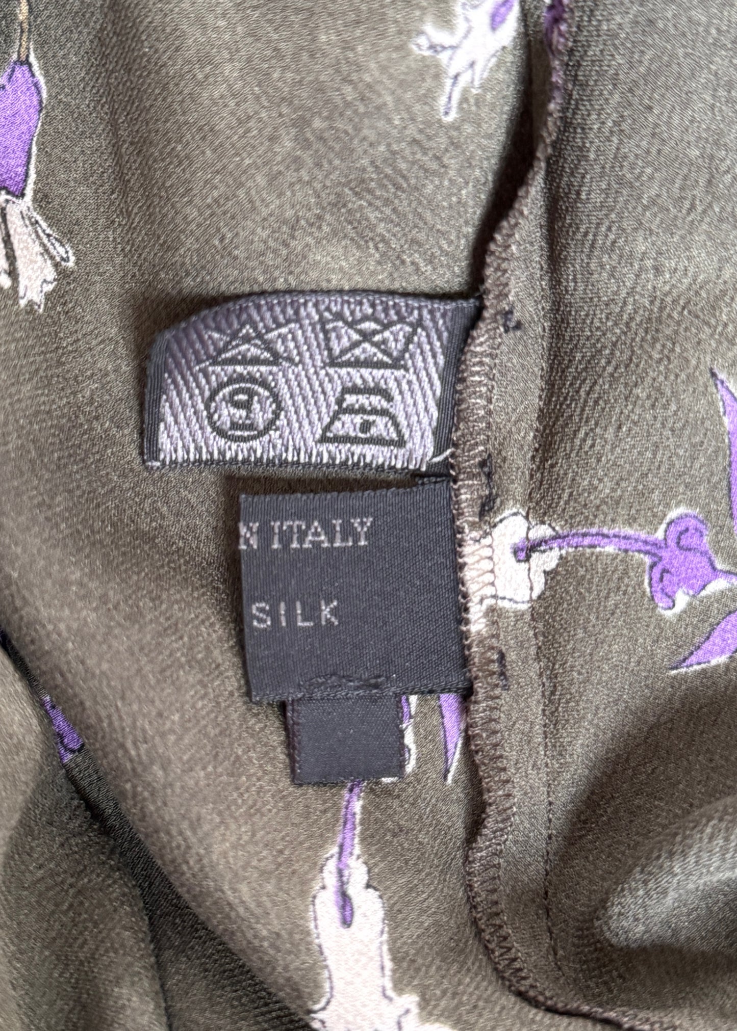 Prada Fall 1997 Khaki Silk Floral Mini Dress