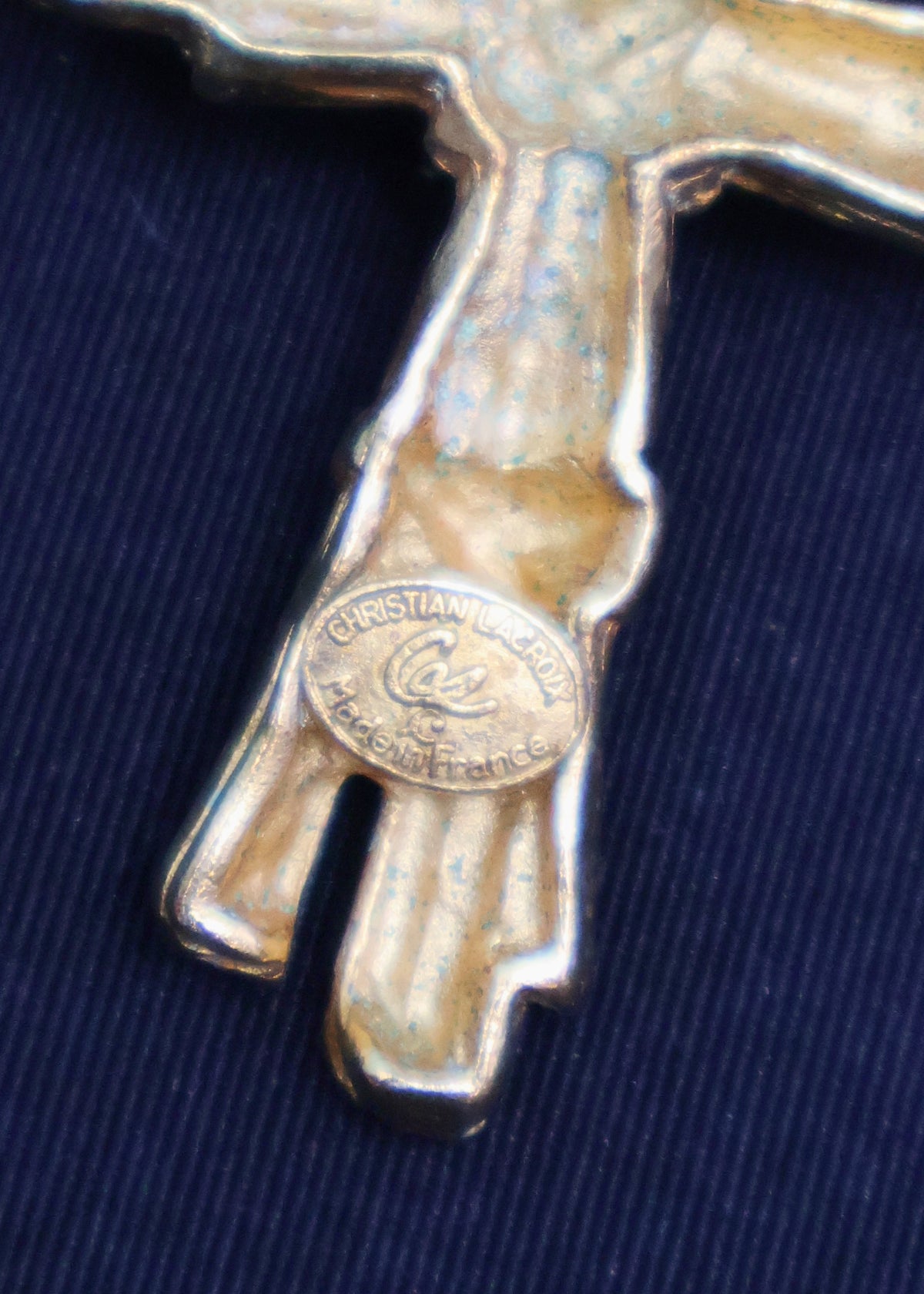 Christian Lacroix 1990s Gold Cross & Leather Cord Necklace