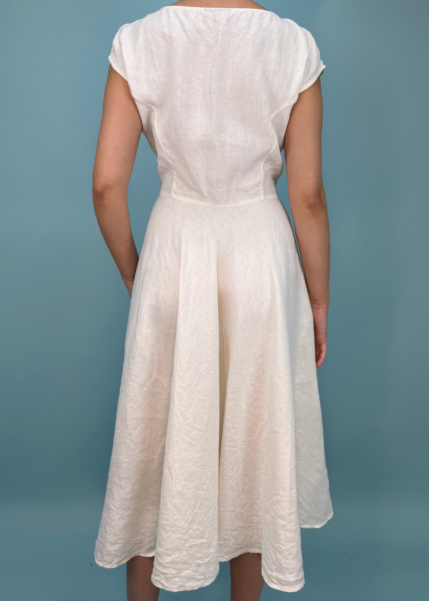 Gucci Spring 1995 Runway White Linen A-Line Dress