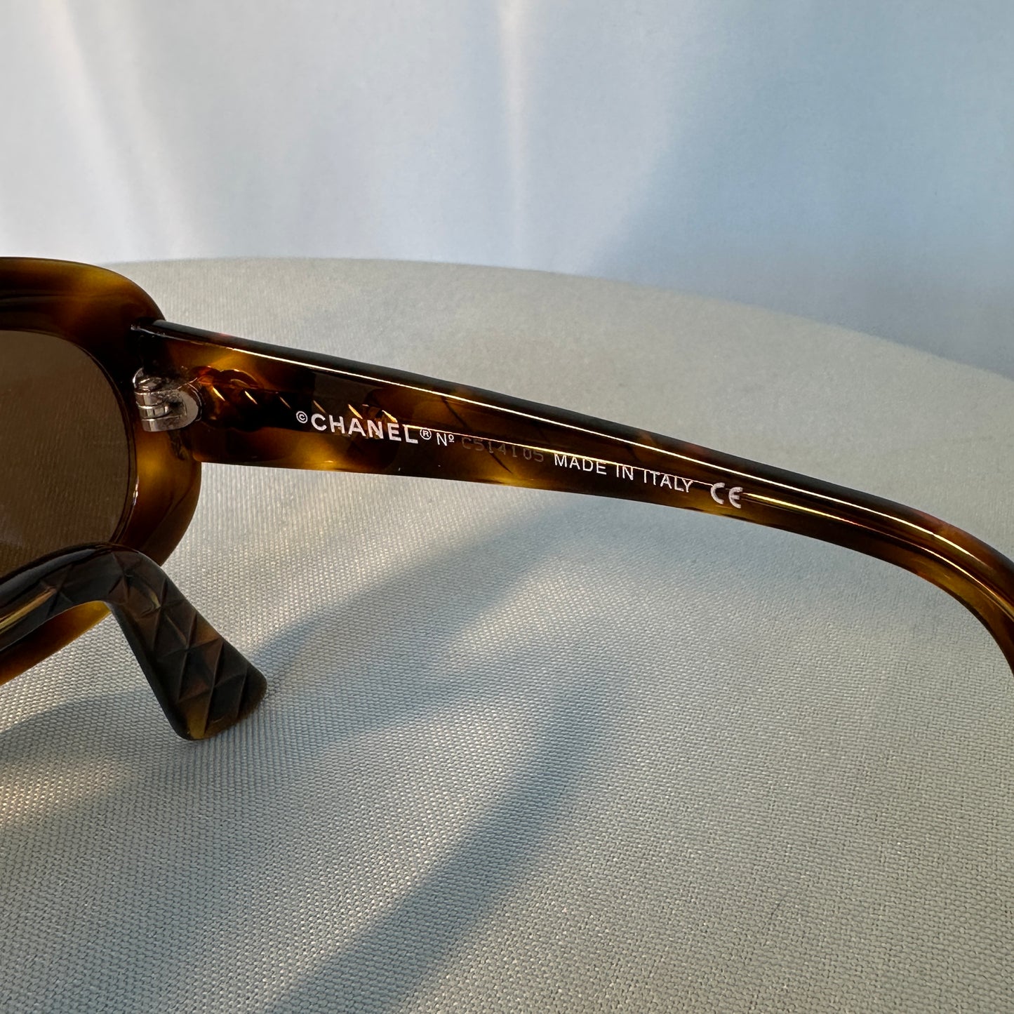 Chanel Tortoiseshell Quilted Arm Gold CC Sunglasses
