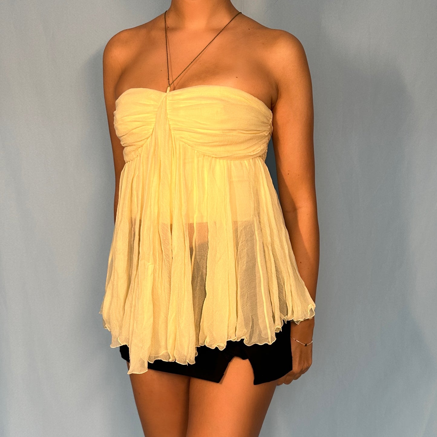 Chloé Spring 2004 Cream Silk Chiffon Bustier Top