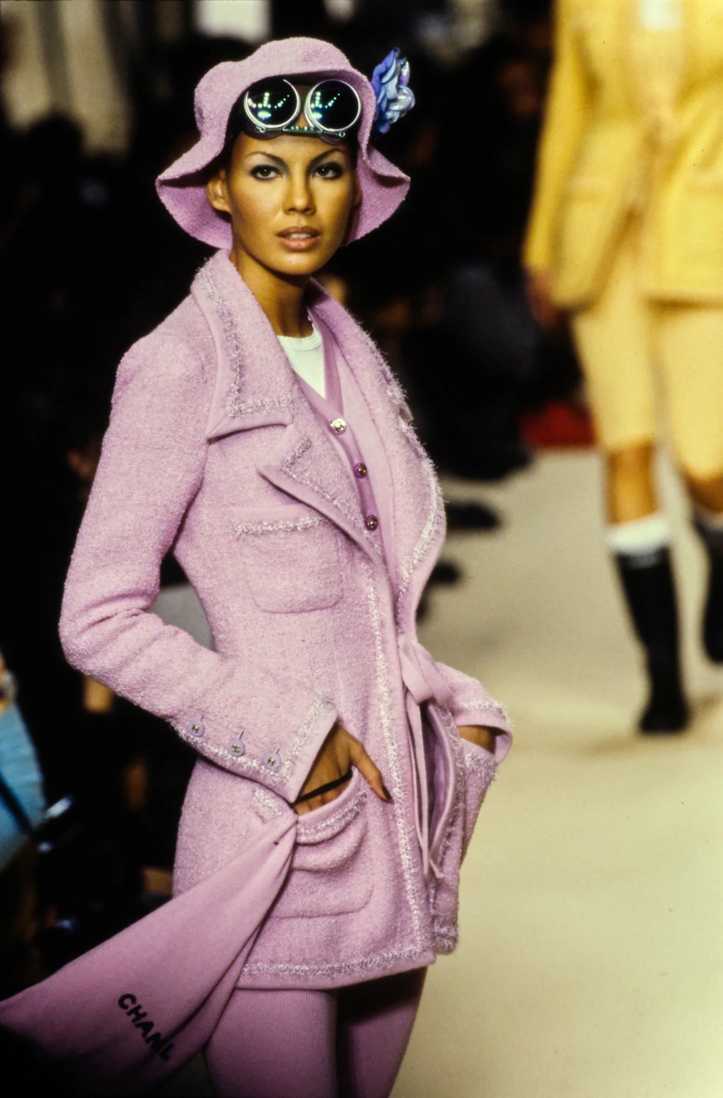 Chanel Fall 1994 Runway Pink Tie Up Bow Jacket & Skirt Suit Set
