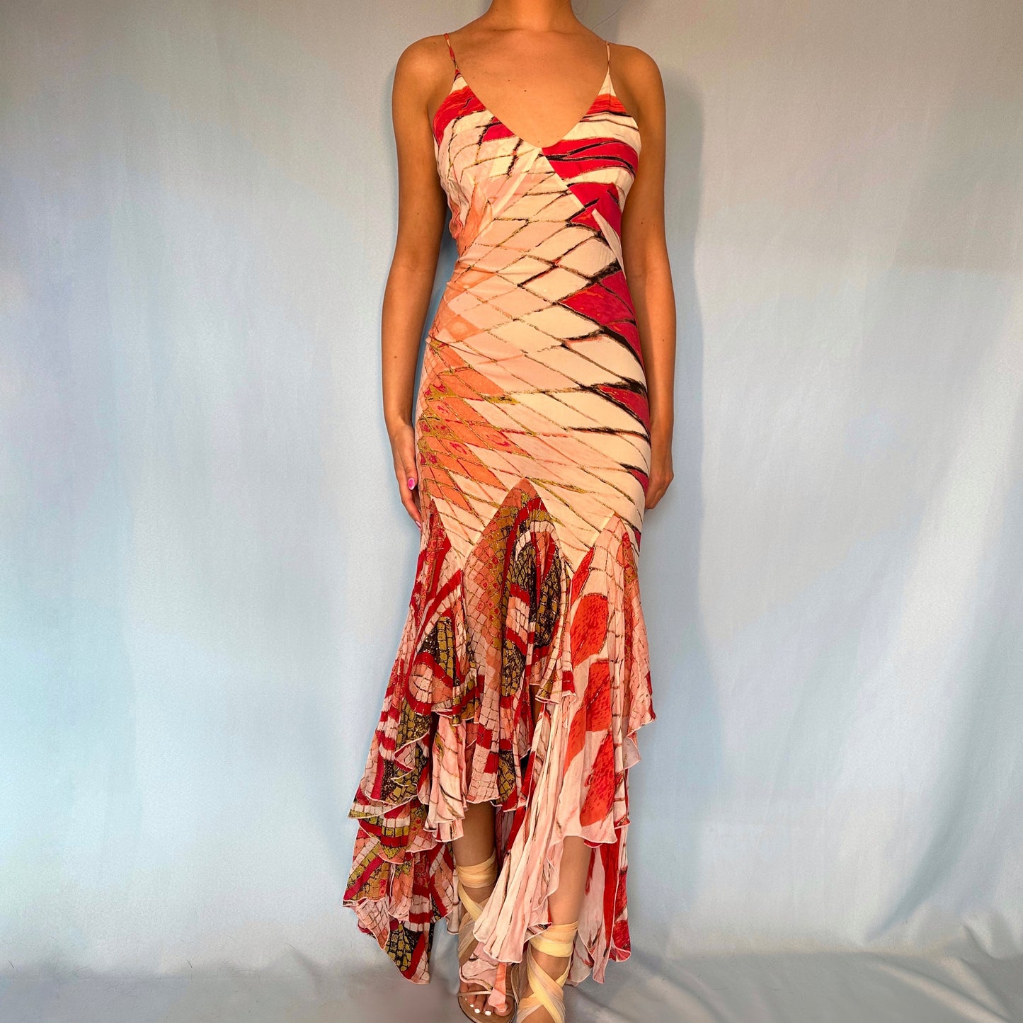 Roberto Cavalli Spring 2004 Silk Ruffle Dress