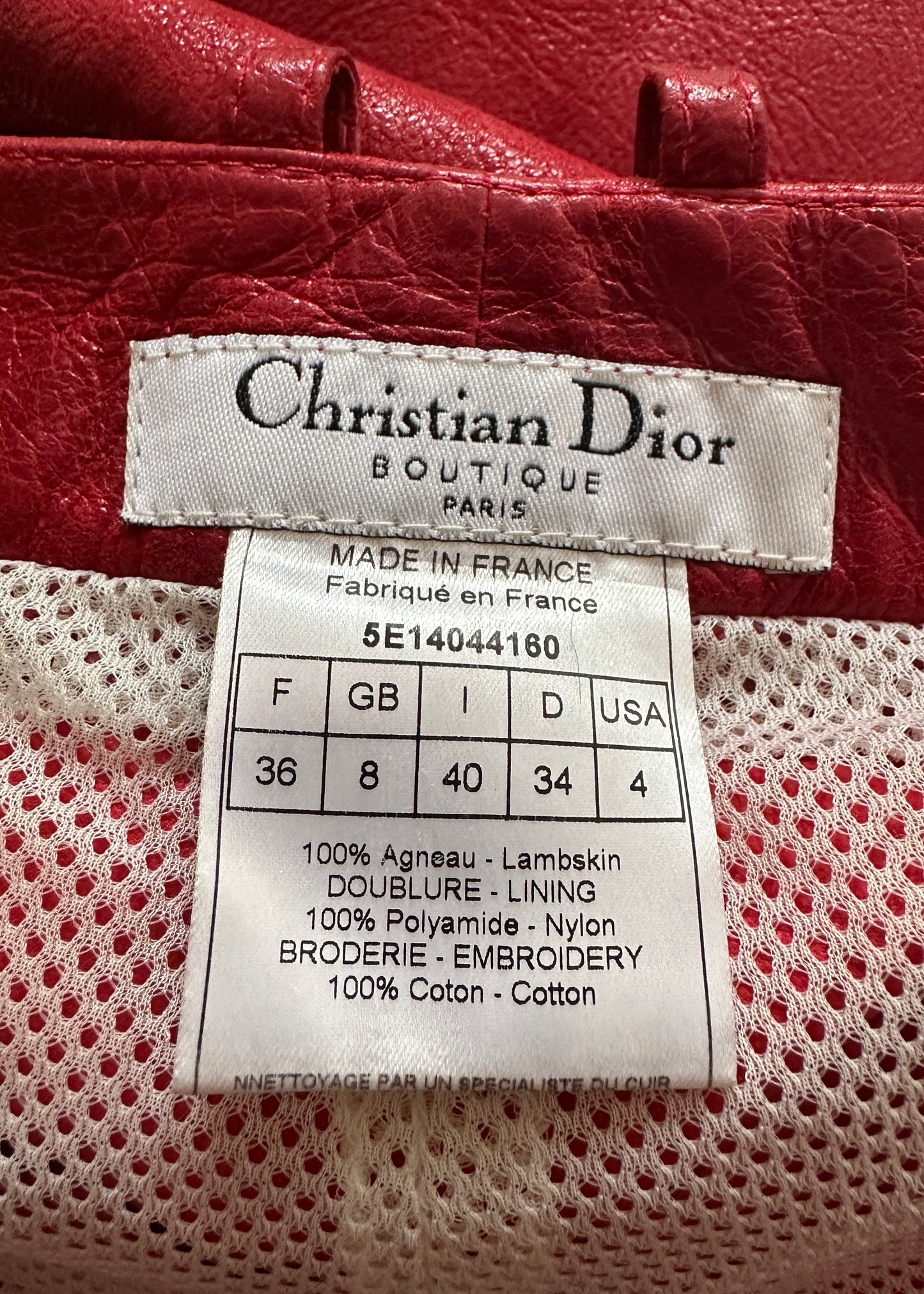 Dior Spring 2005 Red Leather Trousers