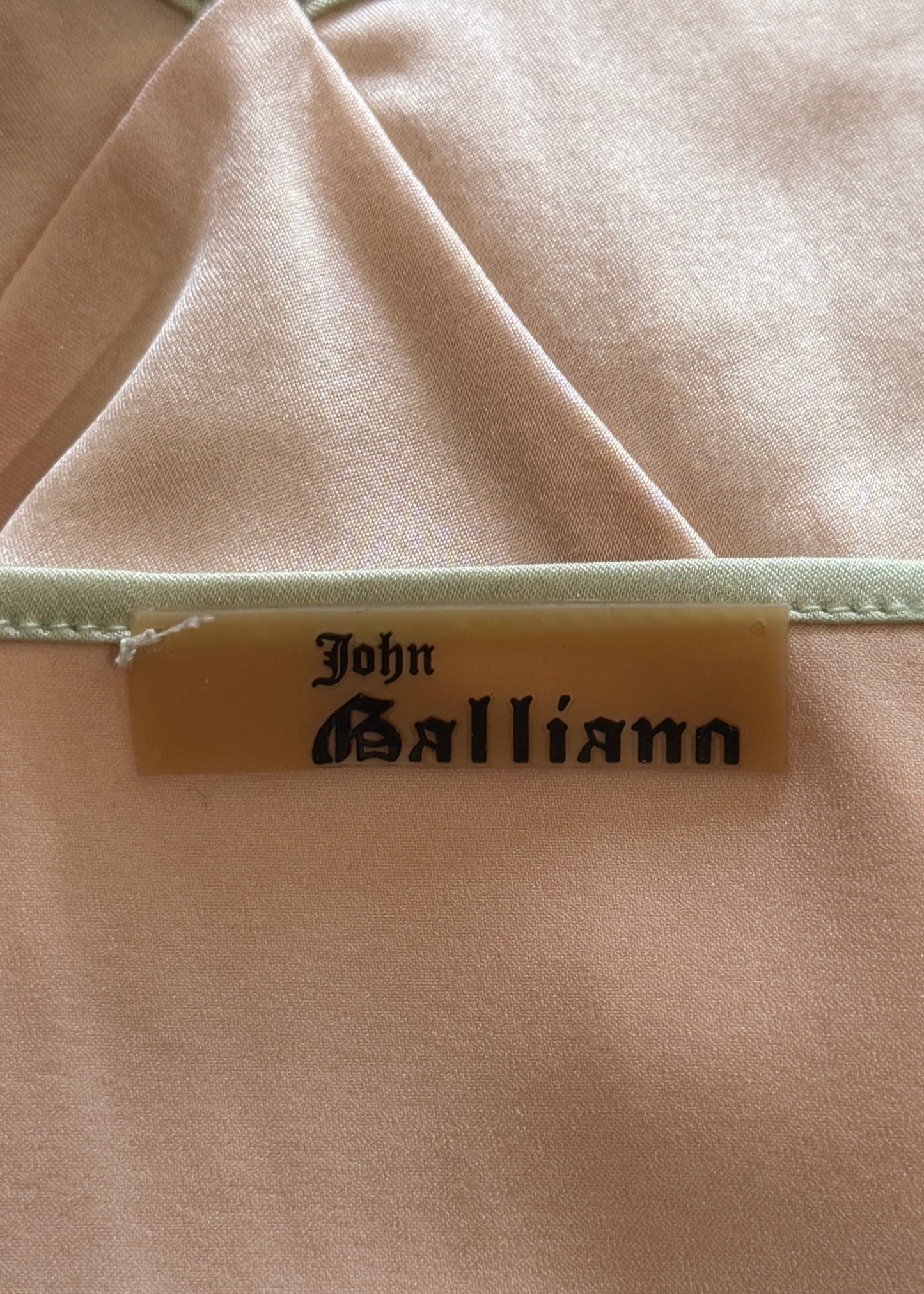John Galliano Spring 2003 Pink Silk Satin Floral Cross Stitch Camisole Top