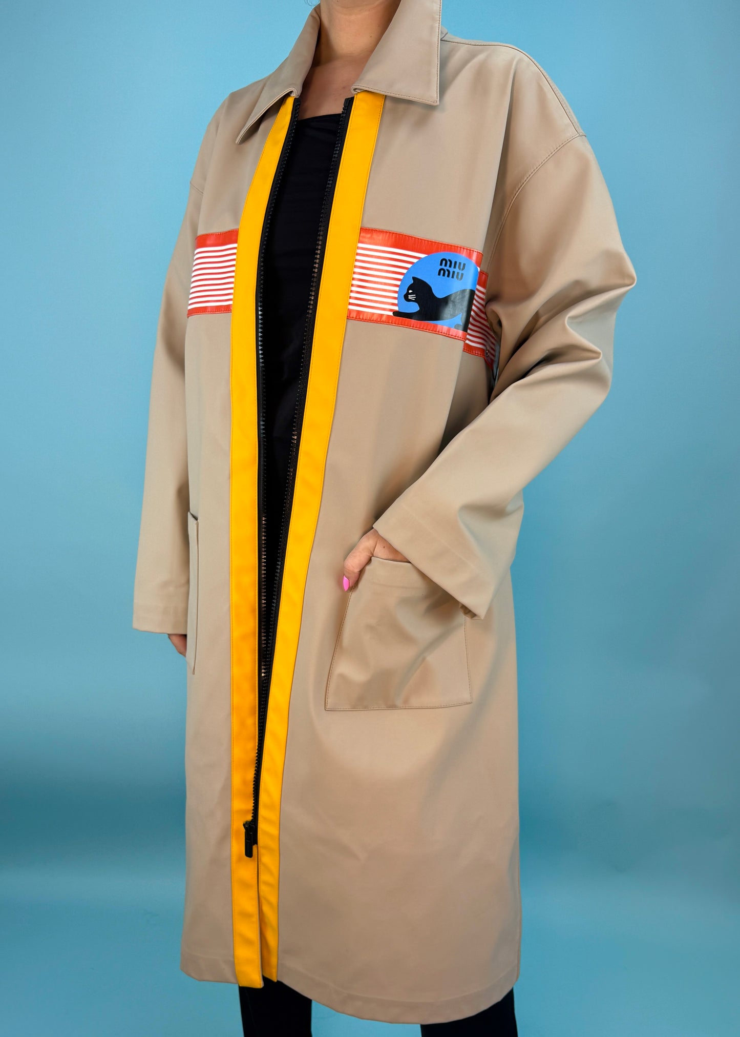 Miu Miu Resort 2019 Runway Cat Print Rain Coat