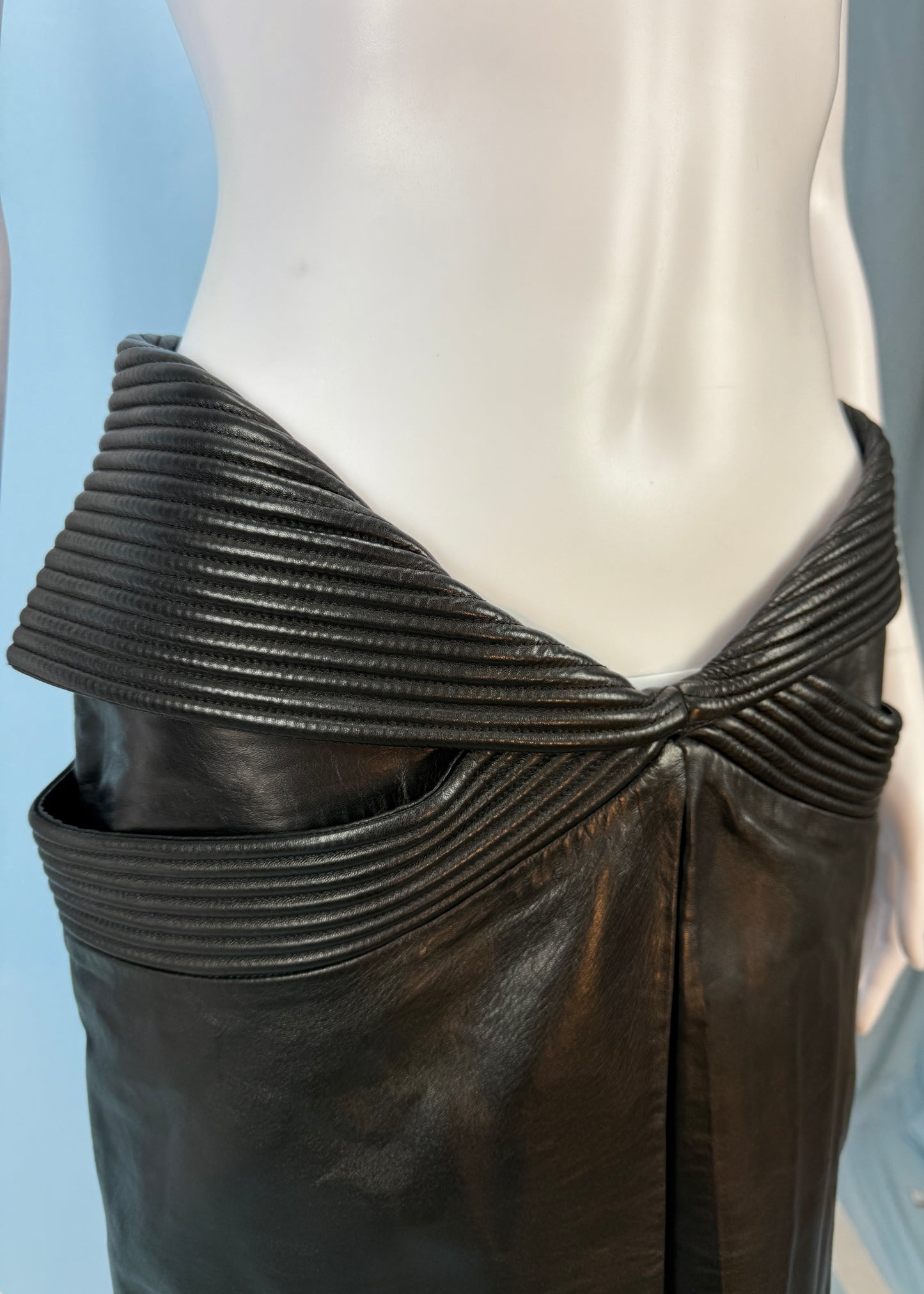 Alexander McQueen Black Leather Low Front Skirt