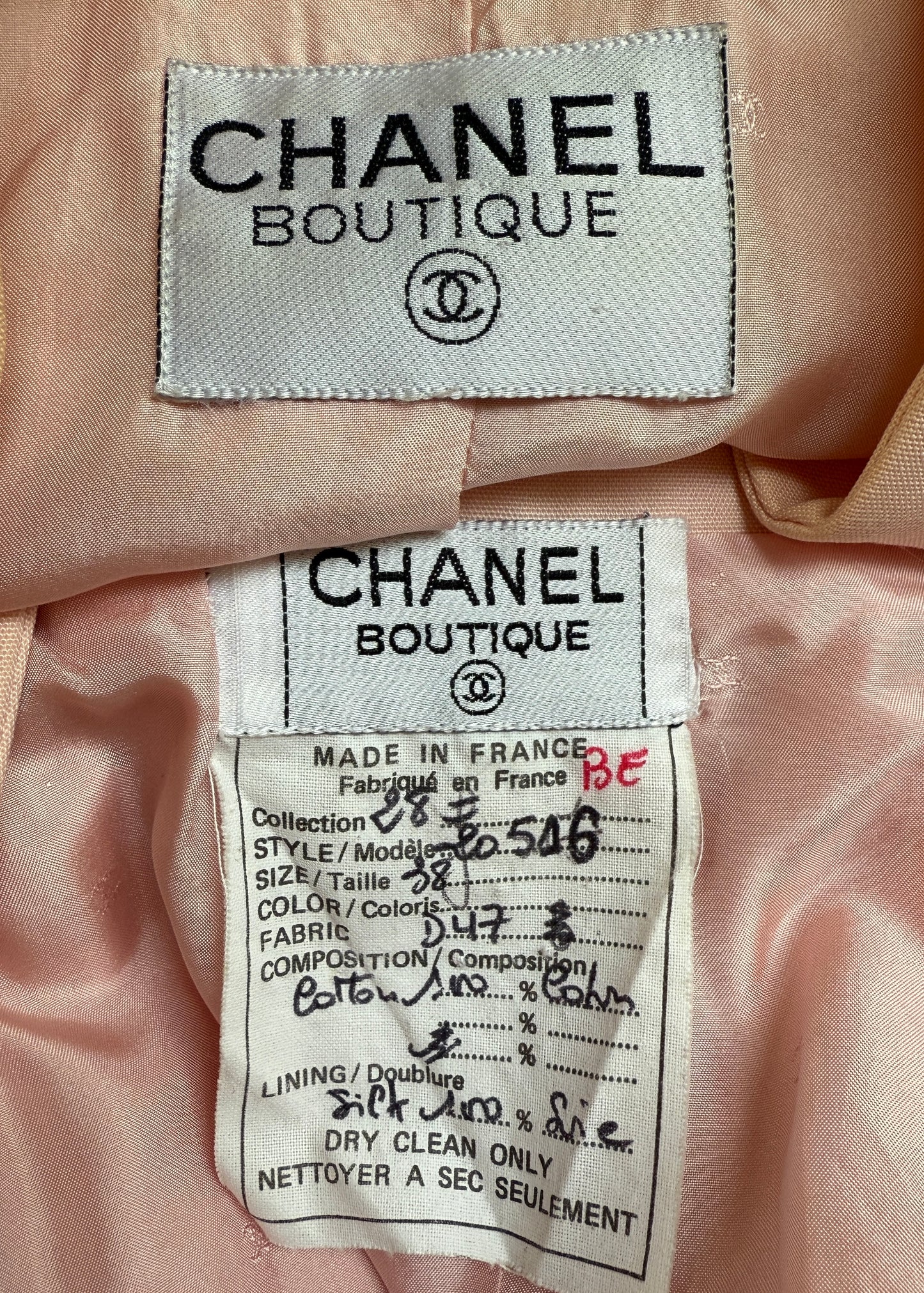 Chanel Spring 1992 Peach Jacket & Skirt Suit Set