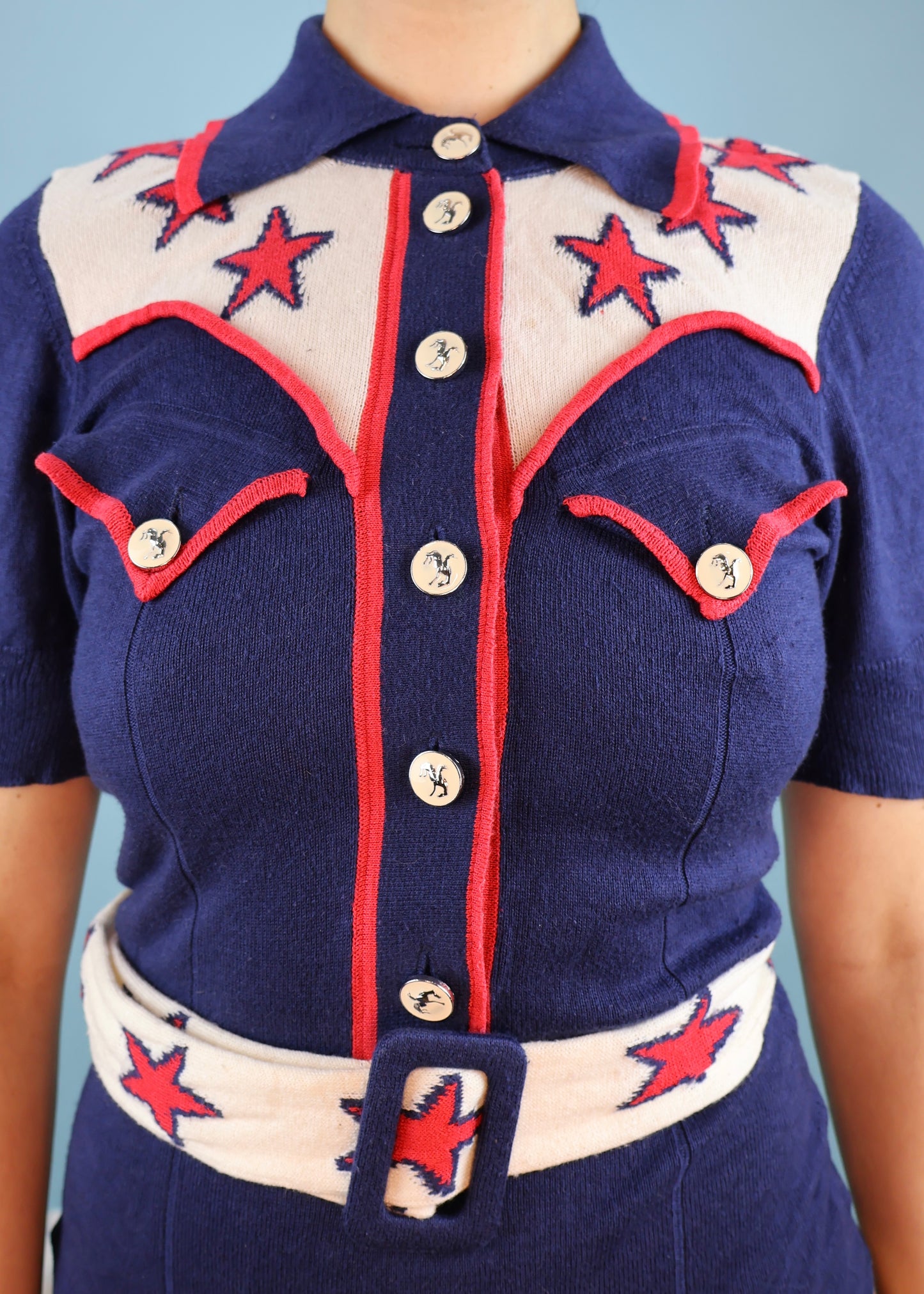 Agent Provocateur 2008 Blue Knit Cowgirl Bodysuit