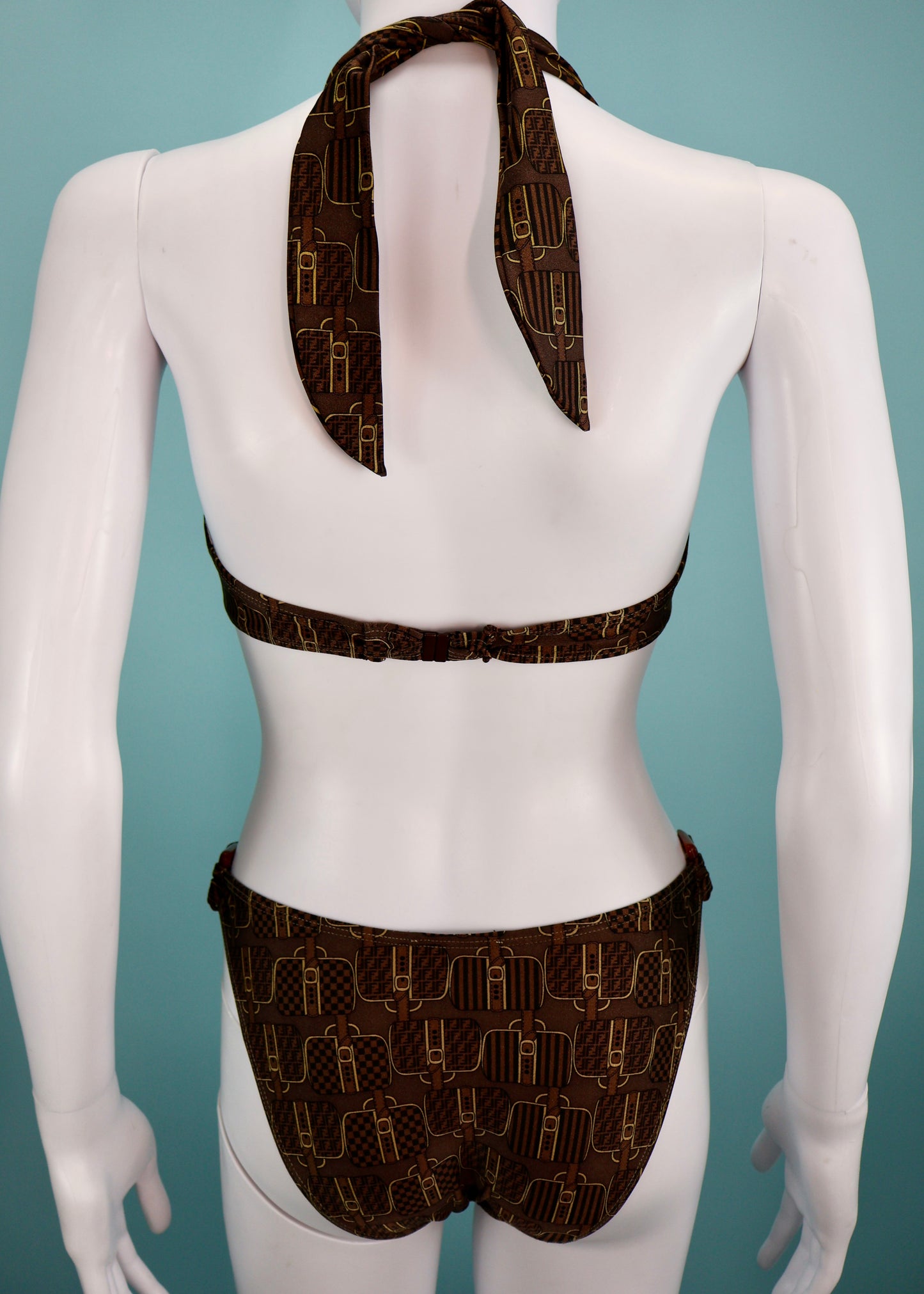 Fendi Bag Print Halter Bikini Set