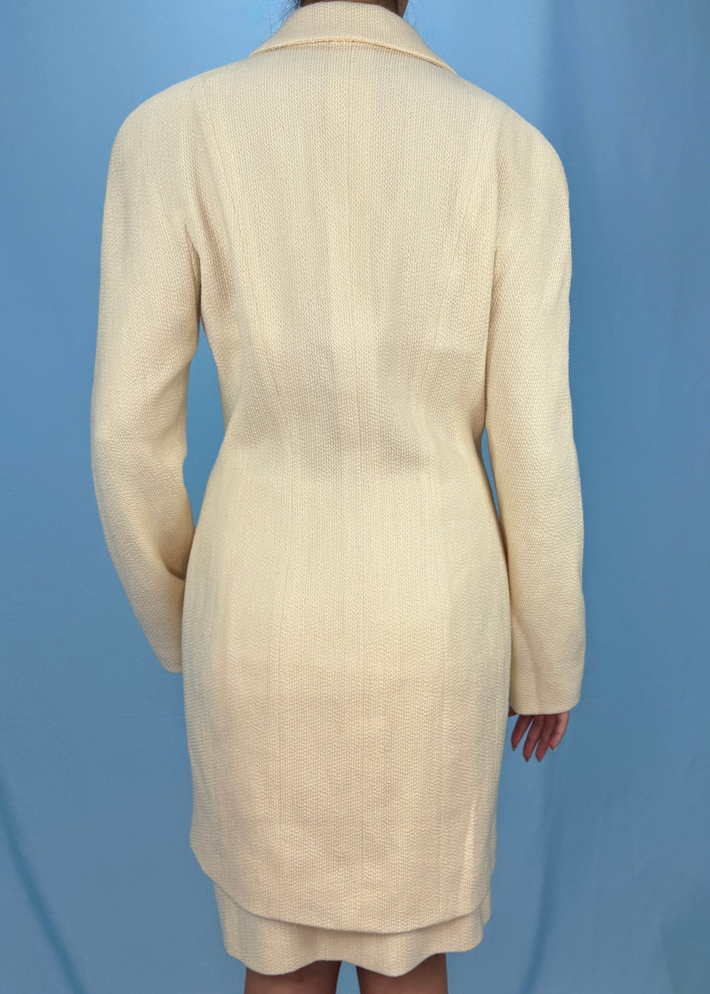 Dior Spring 1998 Runway Cream Wool Jacket & Skirt Suit Set
