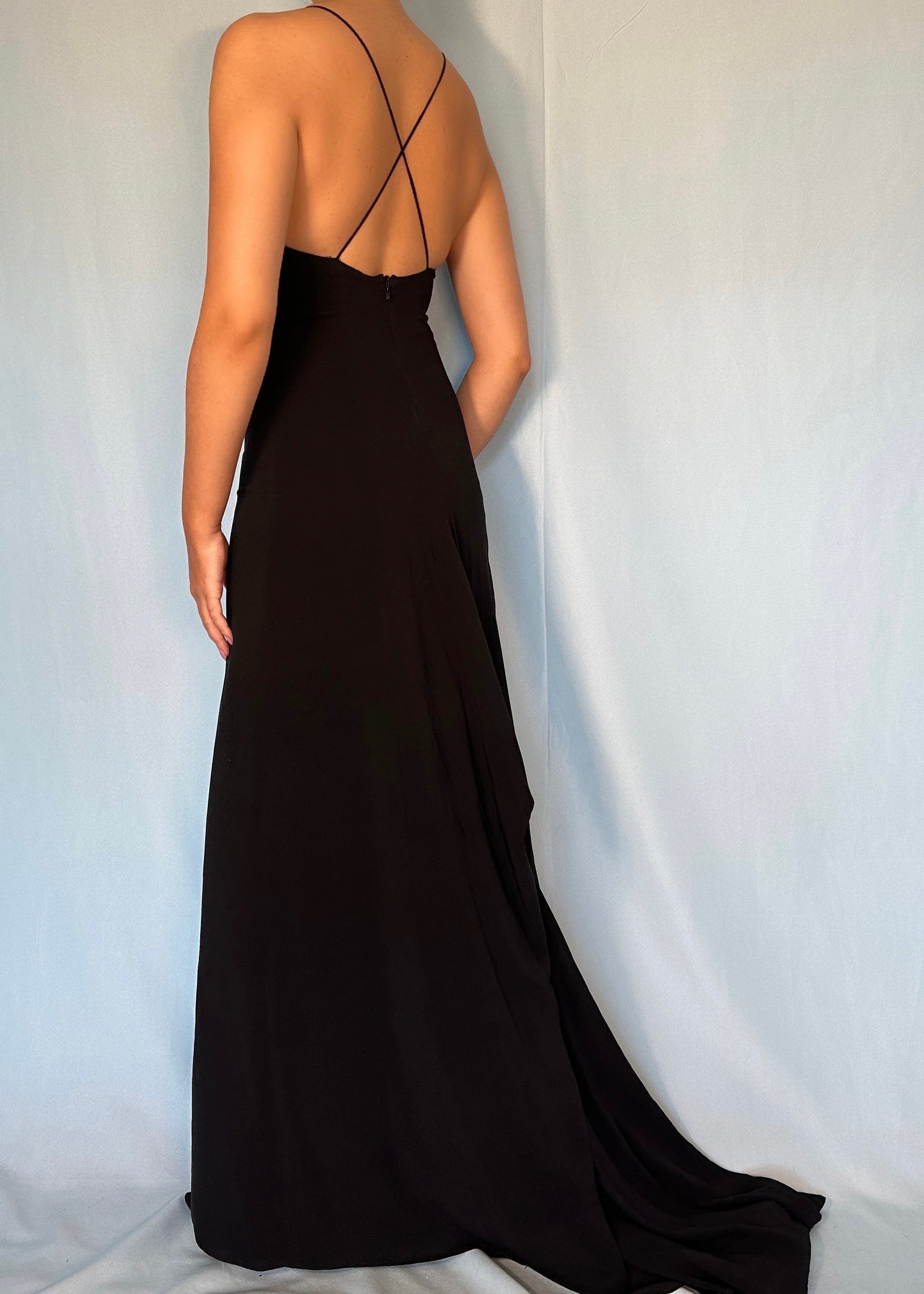 Dries Van Noten Spring 1999 Runway Black Silk Bustle Dress