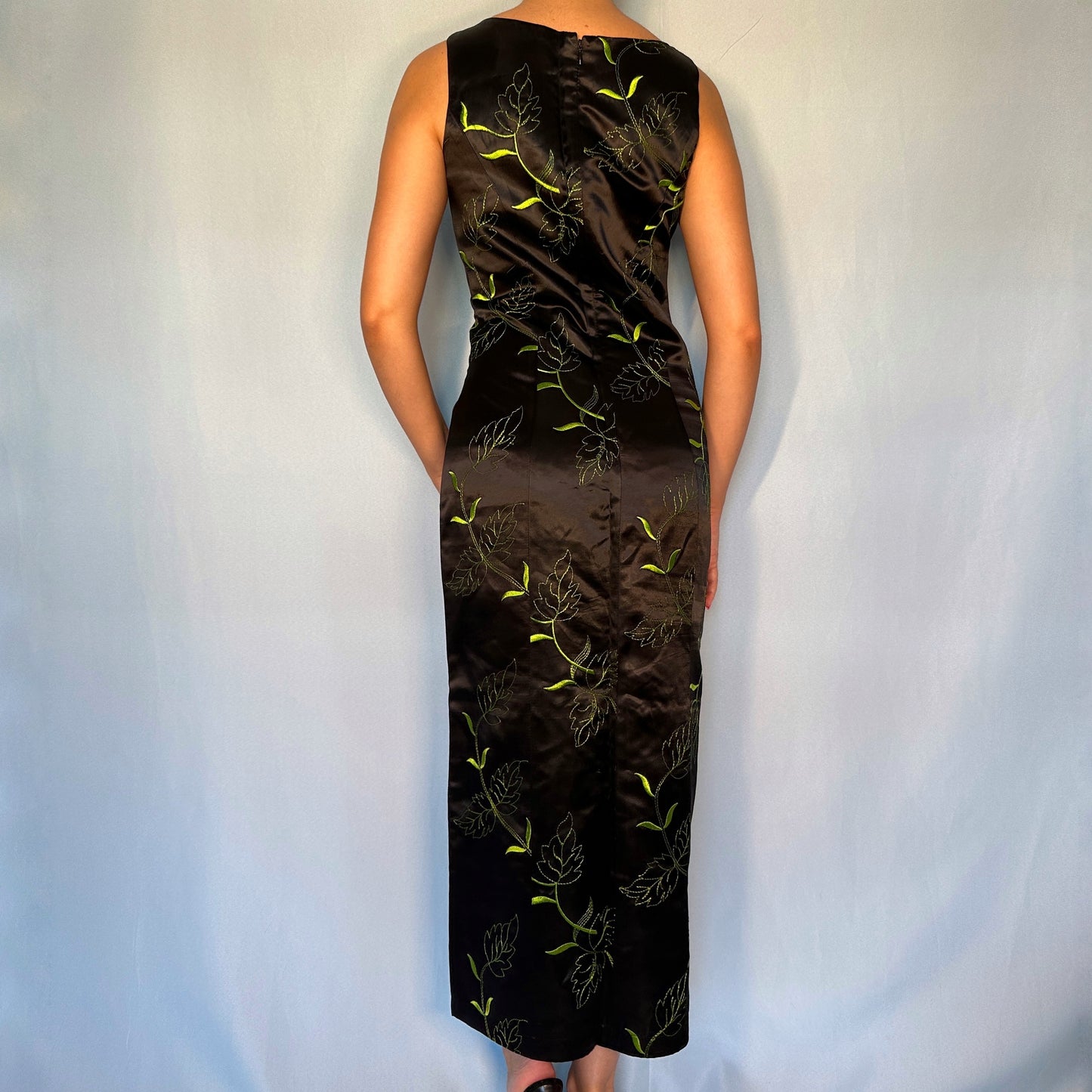 Betsey Johnson Fall 1996 Satin Floral Embroidered Dress