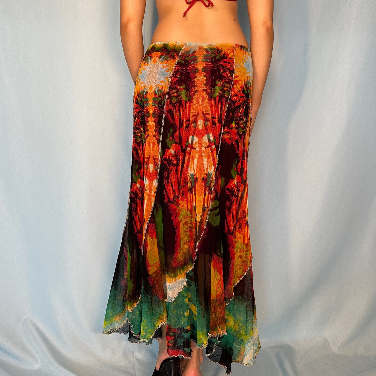 Jean Paul Gaultier Spring 2000 Tropical Print Mesh Skirt
