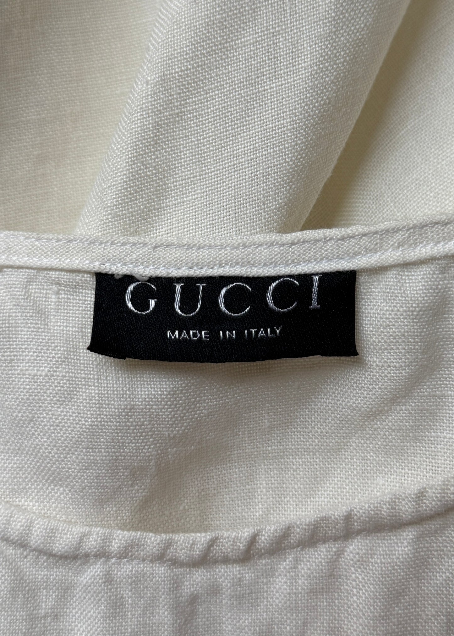 Gucci Spring 1995 Runway White Linen A-Line Dress