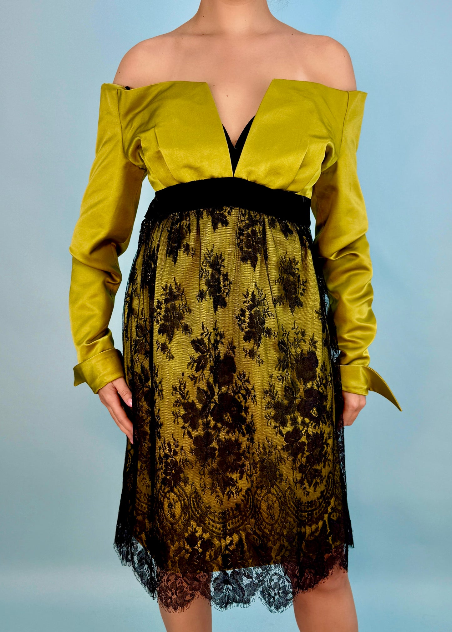 Christian Lacroix Fall 1991 Runway Silk & Lace Dress