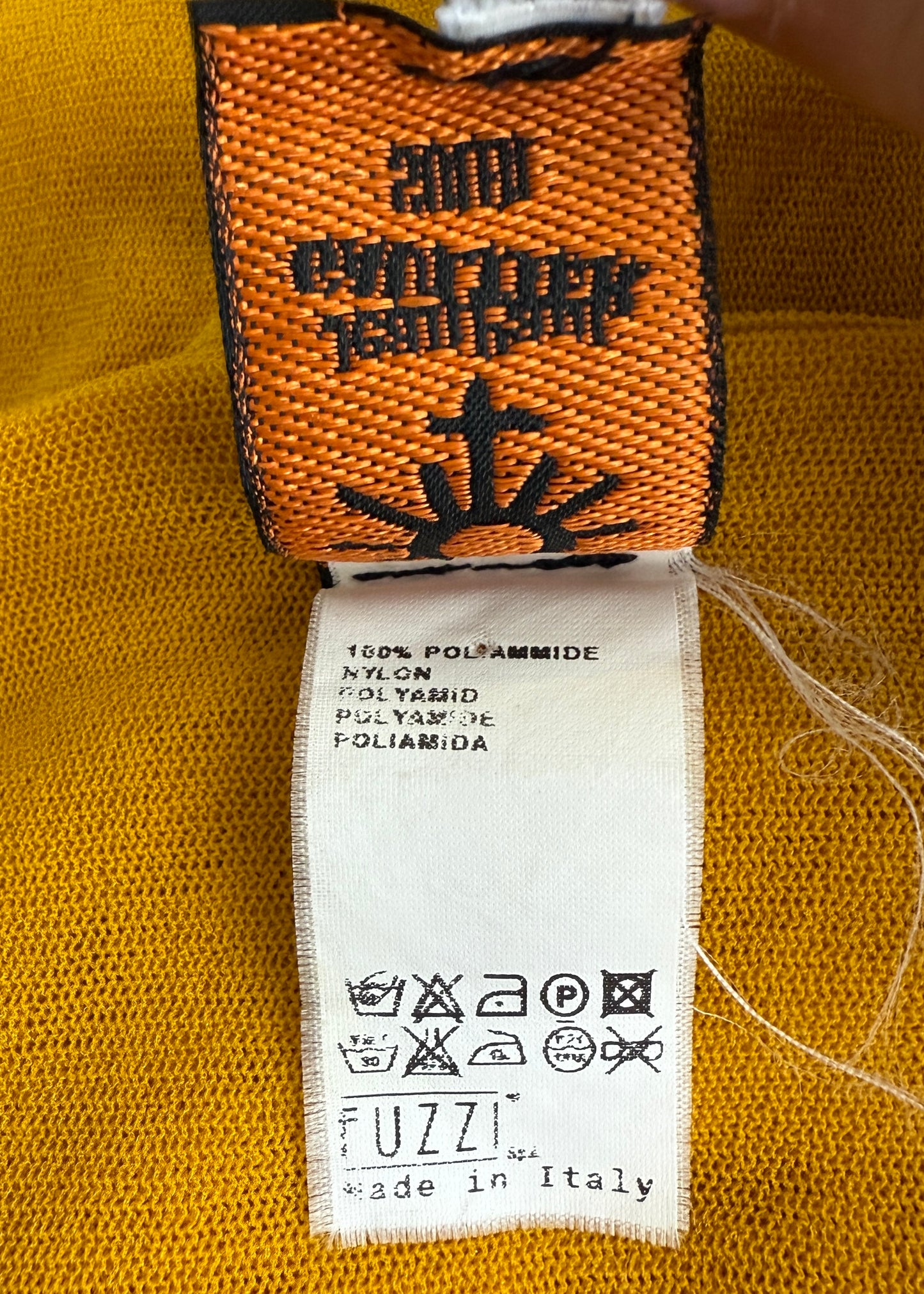 Jean Paul Gaultier Yellow Mesh Ruffle Hem Maxi Dress