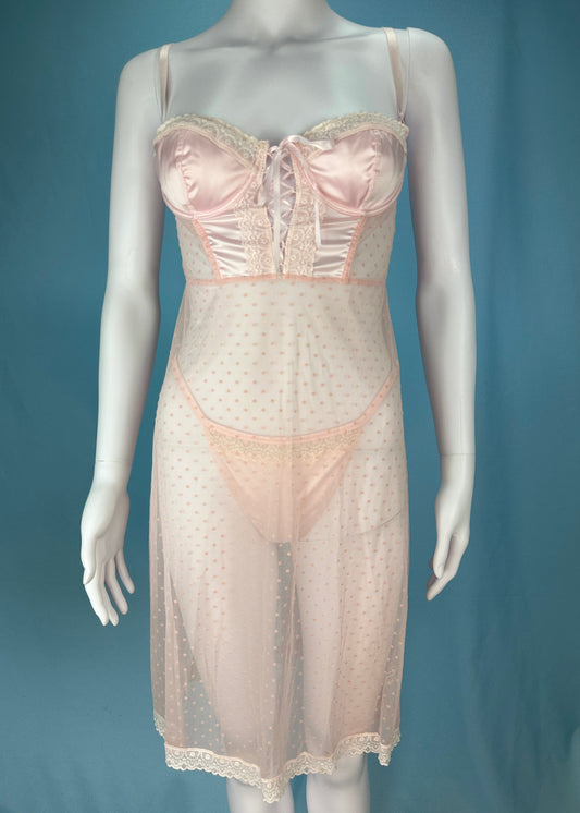 Dolce & Gabbana Pink Babydoll Corset & Thong Set