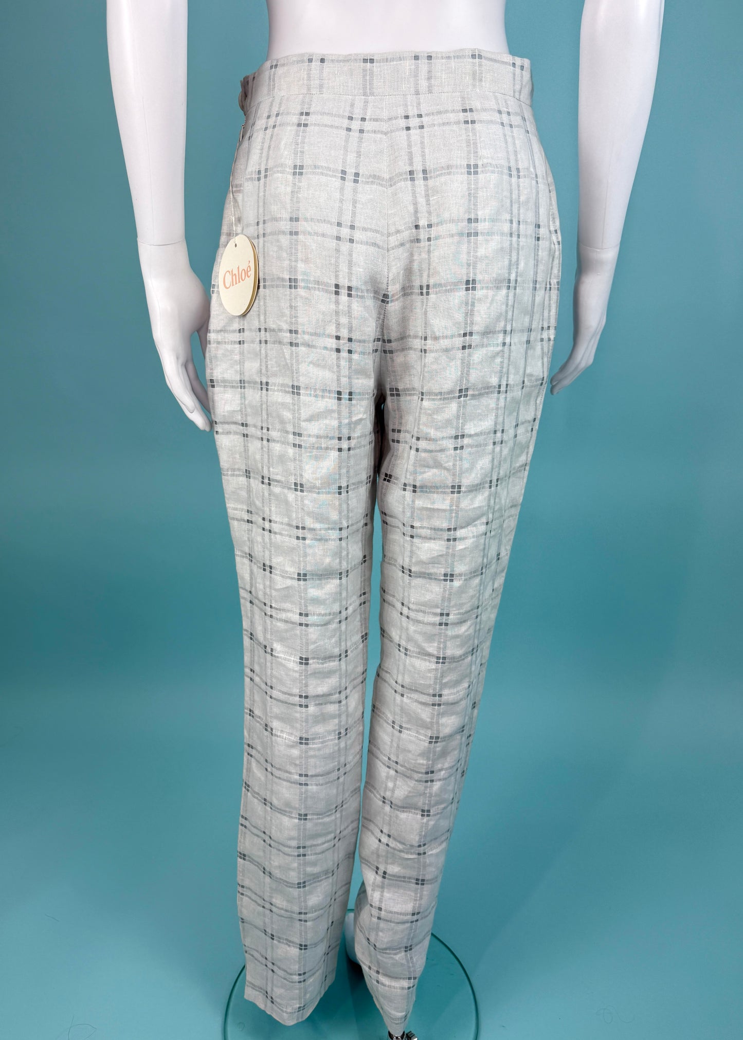 Chloé Spring 1998 White Checked Linen Two Piece Set