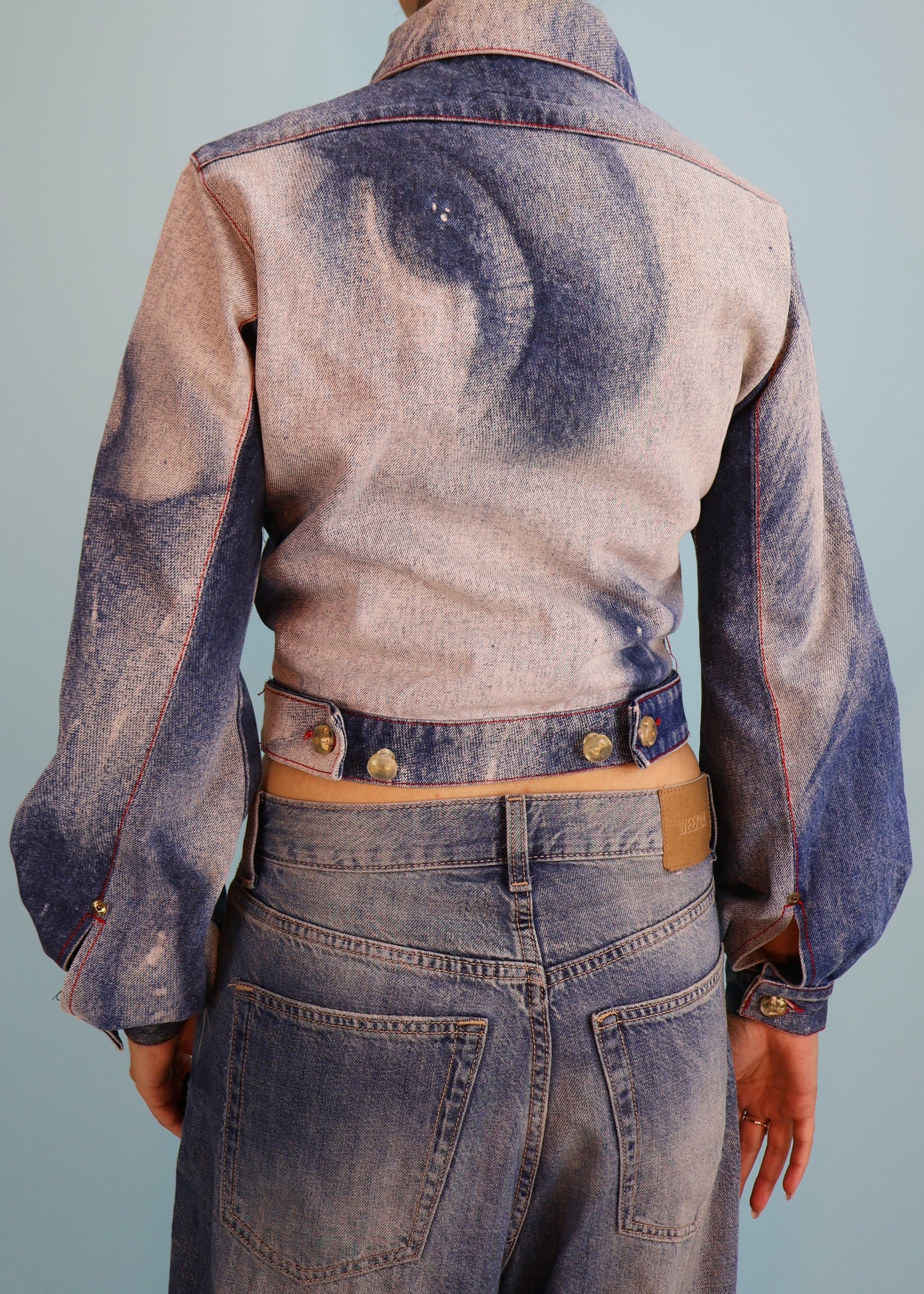Vivienne Westwood Fall 1992 Runway Marlene Dietrich Face Print Denim Jacket