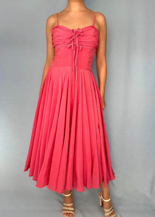Dior Spring 2006 Pink Silk Velvet Strap Dress
