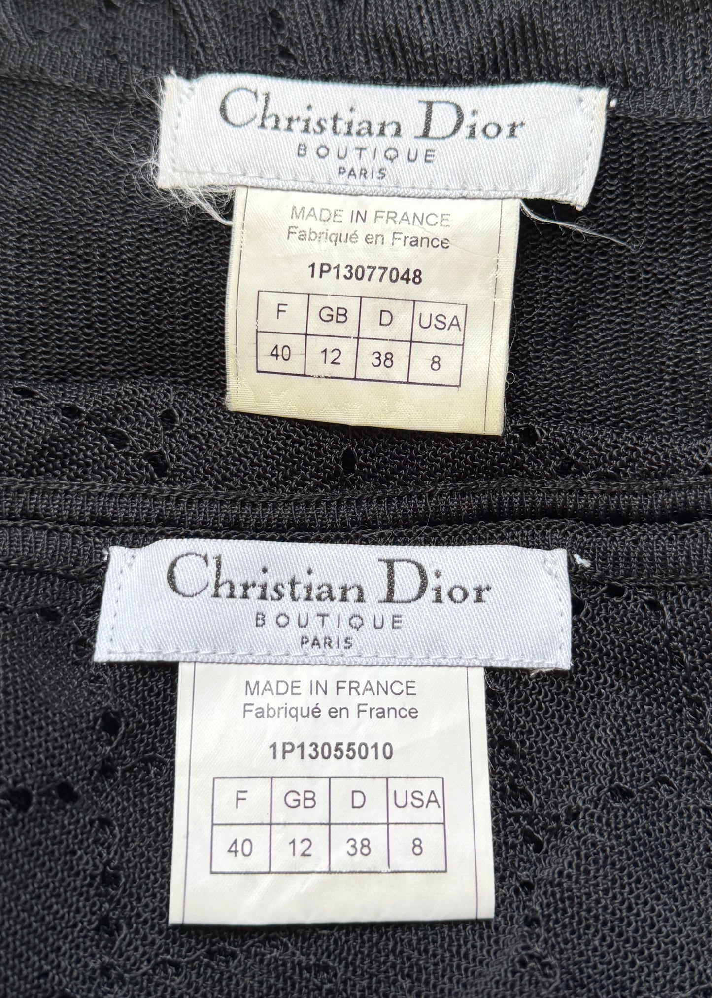 Dior Spring 2001 Black Open Knit Fringe Two Piece Top & Cardigan Set