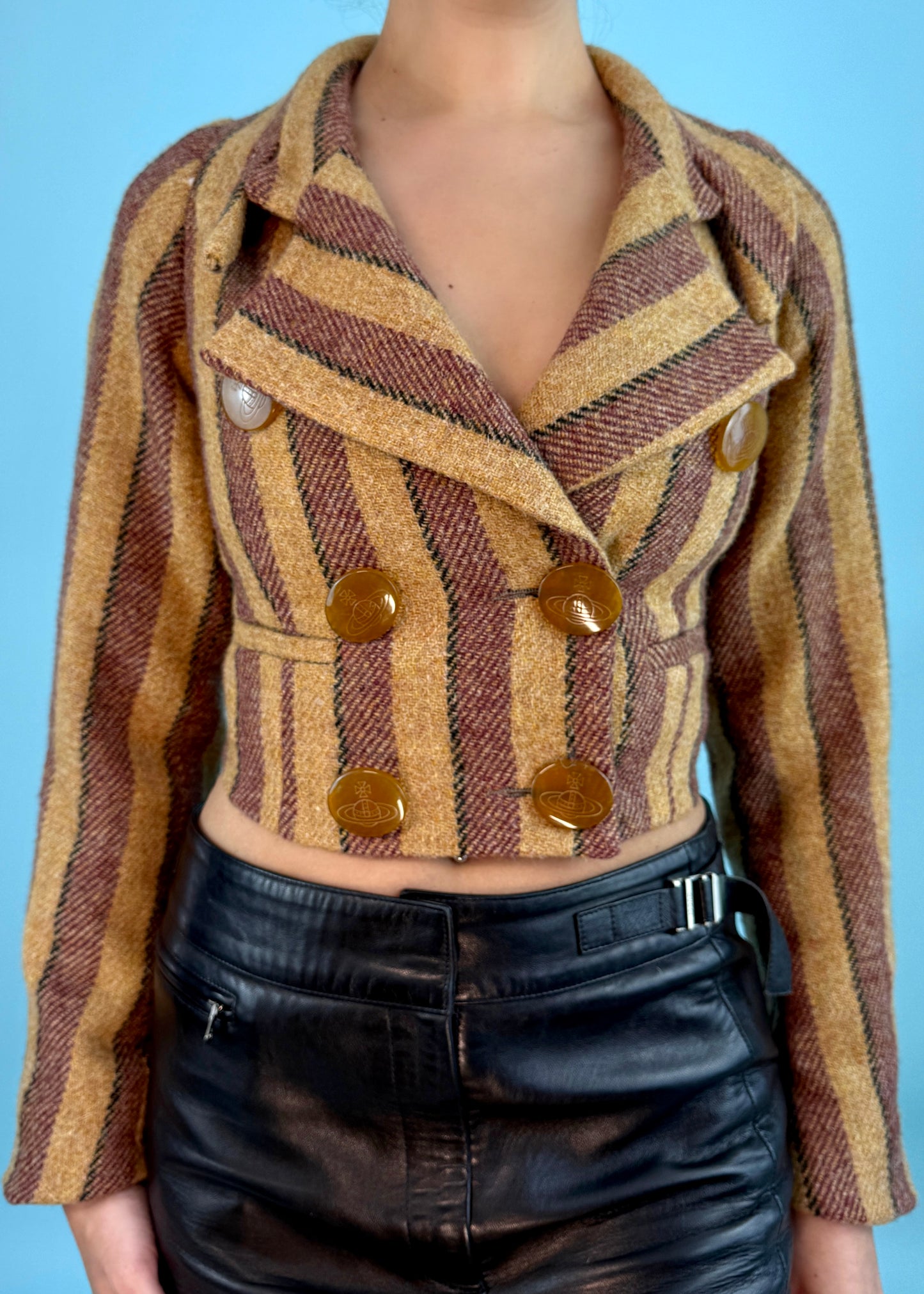 Vivienne Westwood Fall 1990 Runway Striped Harris Tweed Jacket