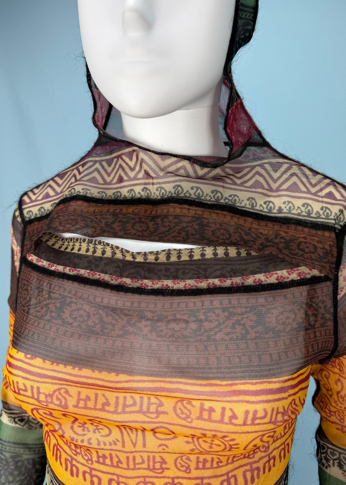 *Menswear* Jean Paul Gaultier Tribal Mesh Hooded Top