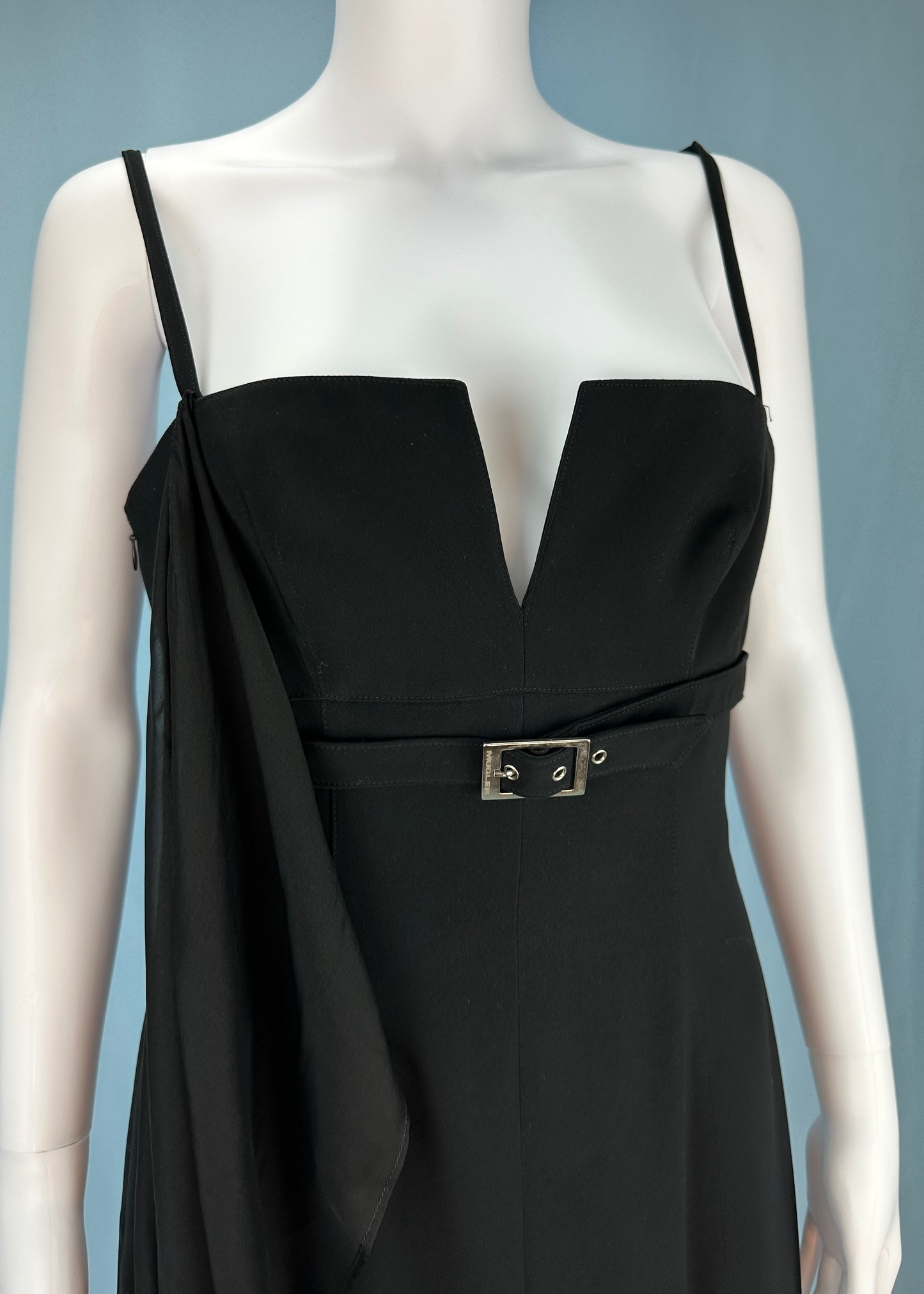 Thierry Mugler Fall 2002 Black Belted Dress