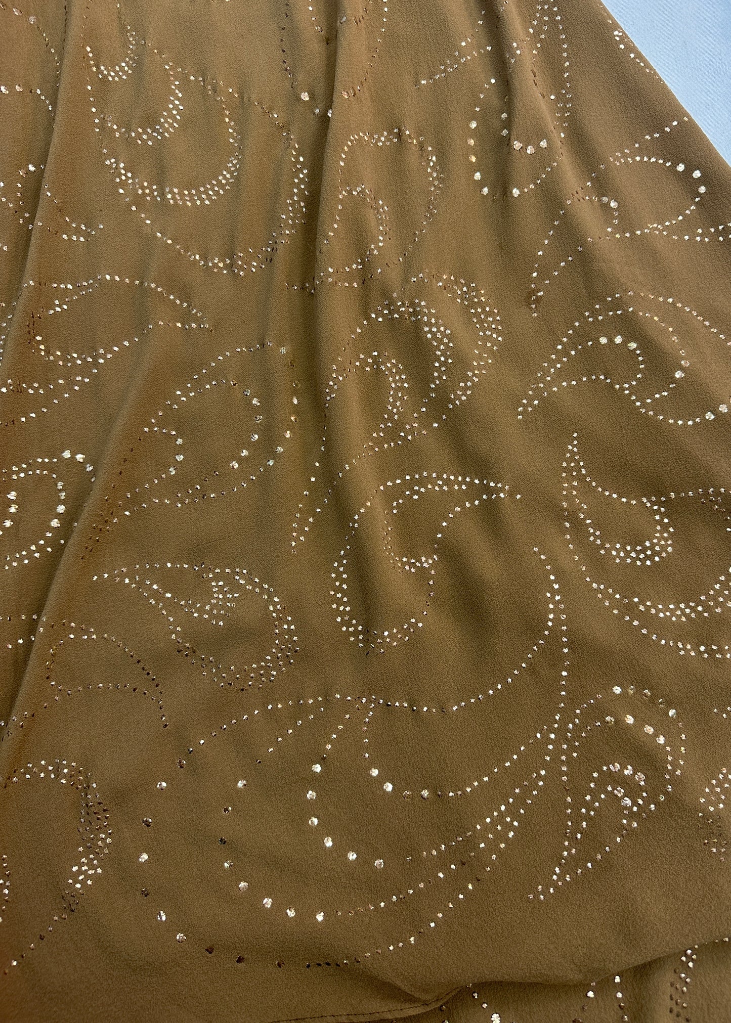 Celine Spring 2003 Runway Khaki Silk Chiffon Embellished Dress