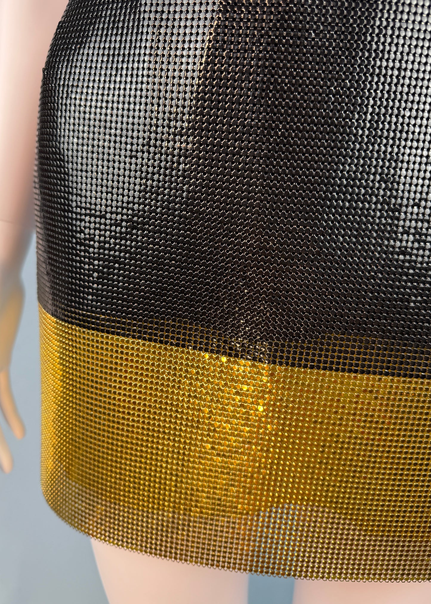 Versace Fall 1997 Oroton Chainmail Black & Gold Mini Skirt