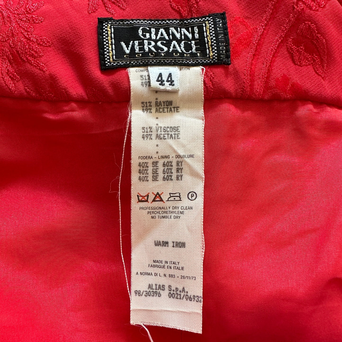 Versace 1998 Red Satin Draped Cowl Neckline Dress